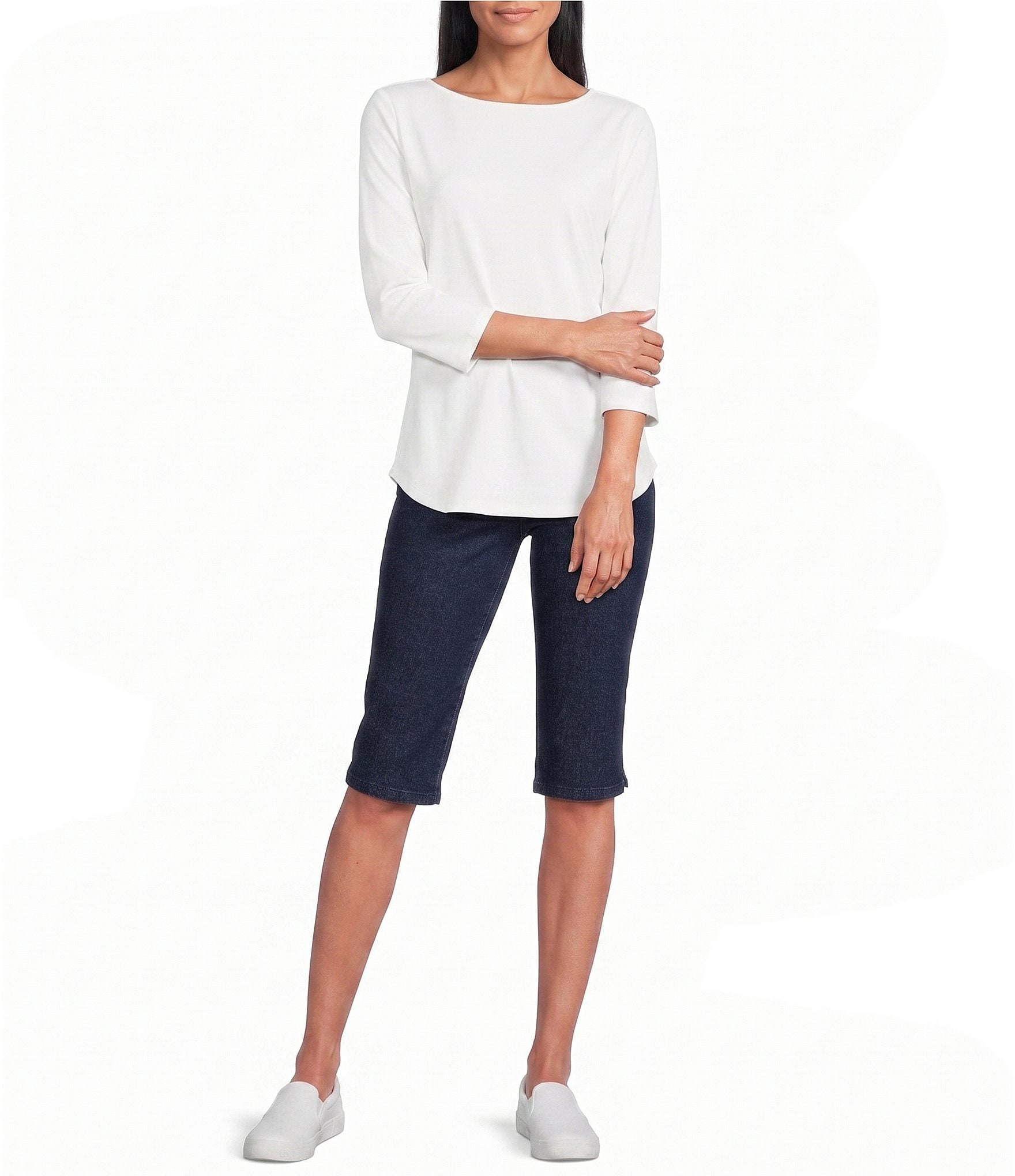 Allison Daley Stretch Denim Pull-On Skimmer Pants