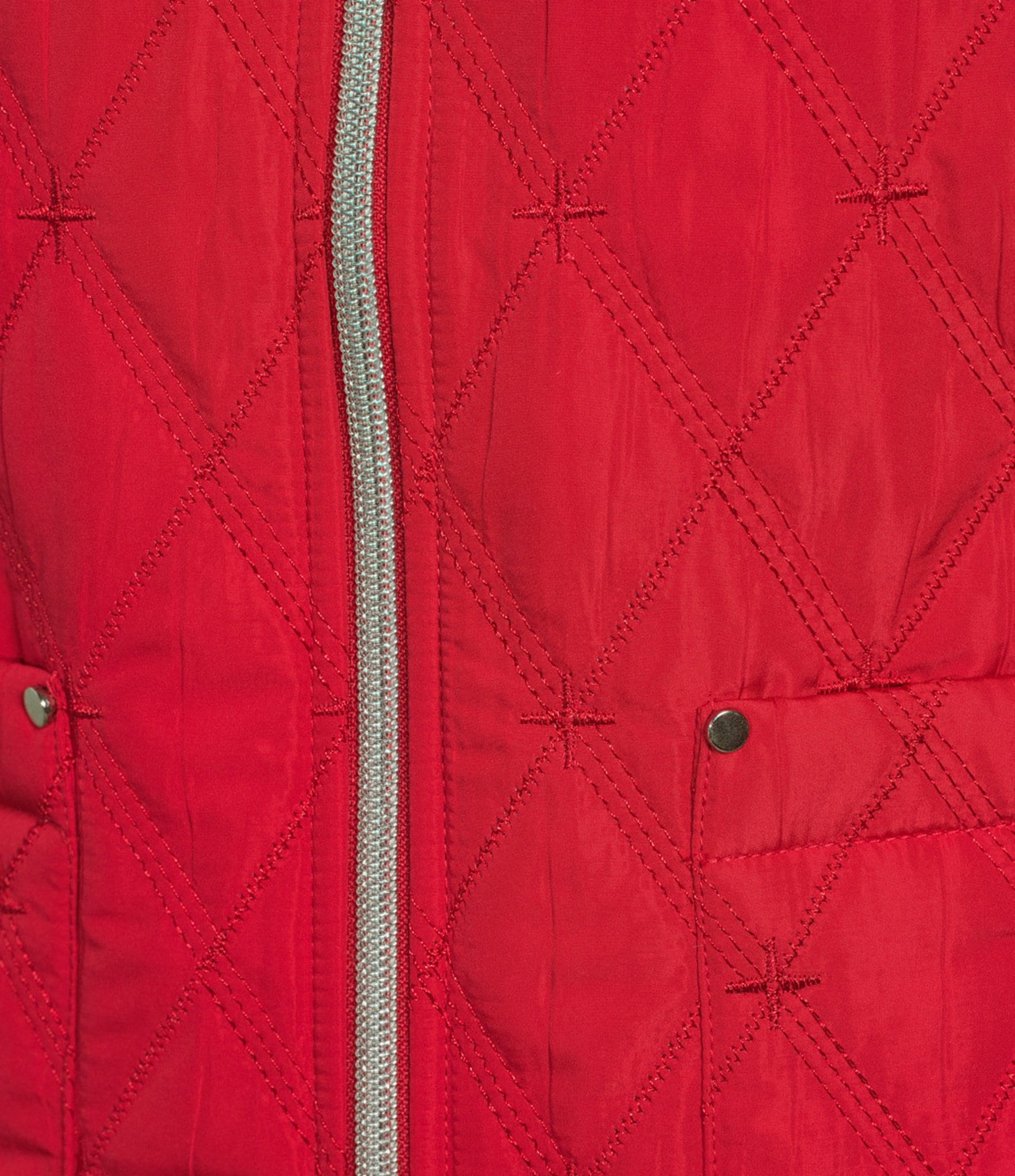 Allison Daley Tango Red Trapunto Quilted Sleeveless Two-Way Zip-Up Vest