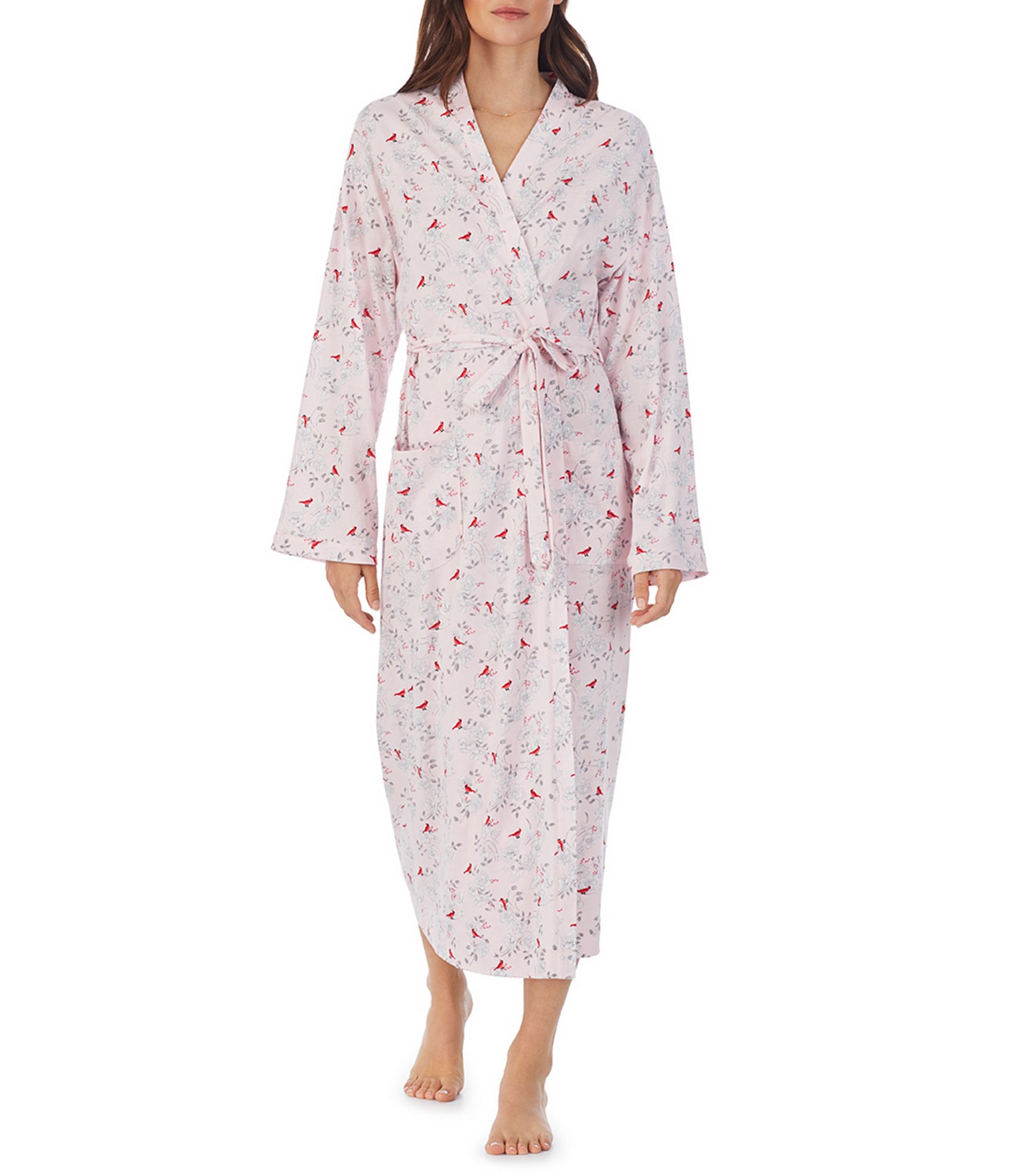Allover Printed Cotton Jersey Long Robe | Dillard's