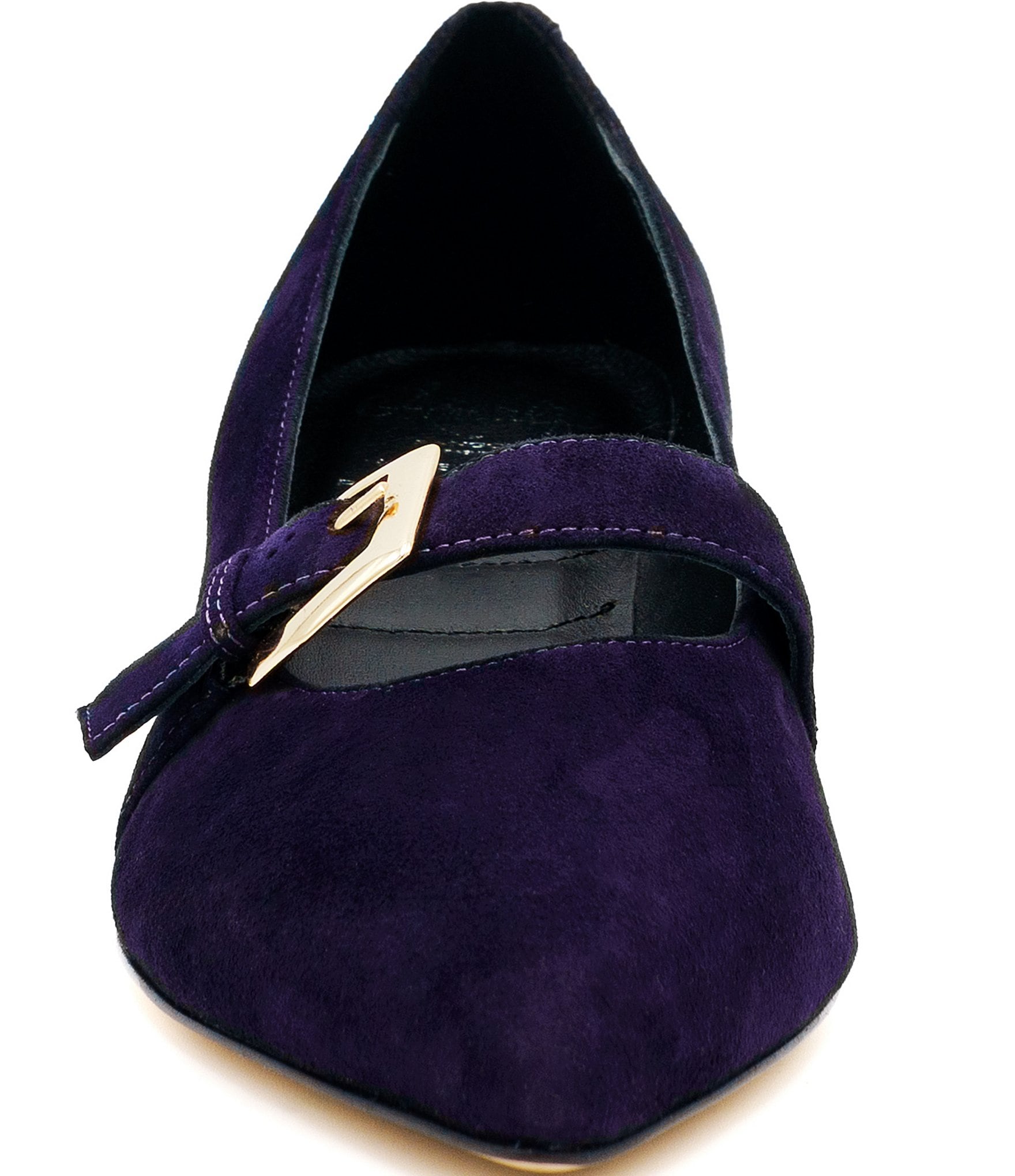Amalfi Abito Suede Buckle Strap Kitten Heel Pumps
