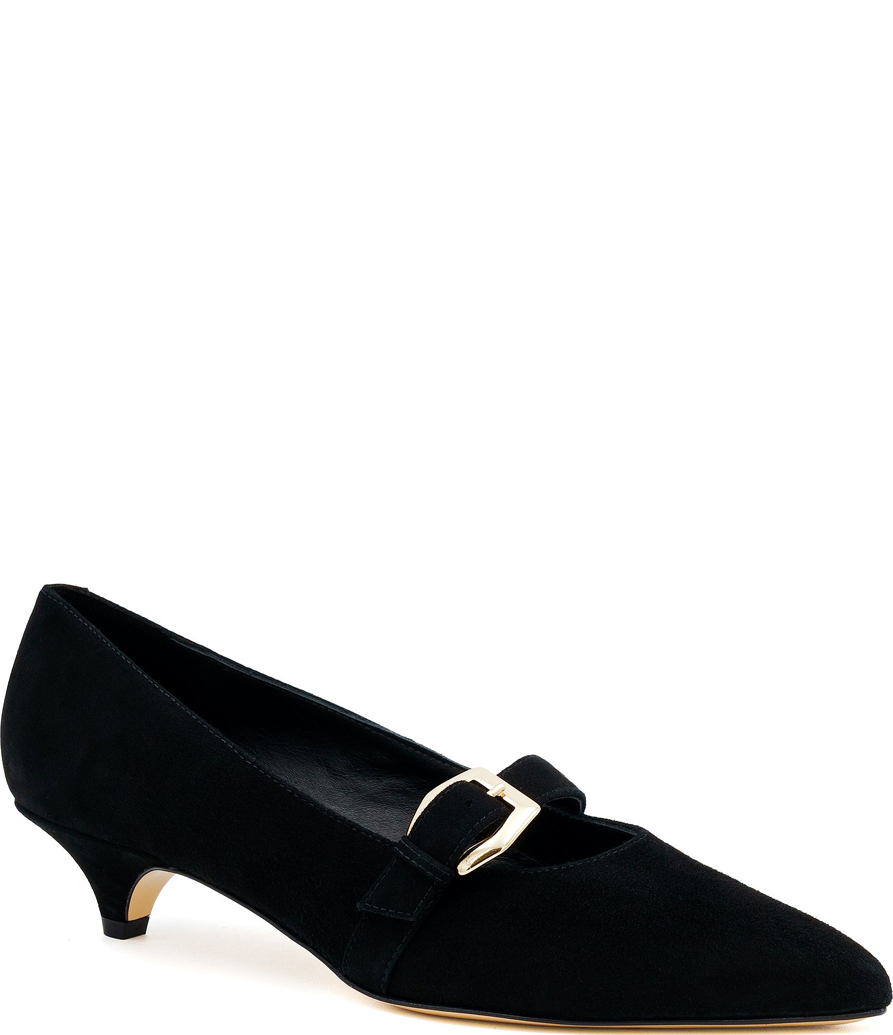 Amalfi Abito Suede Buckle Strap Kitten Heel Pumps