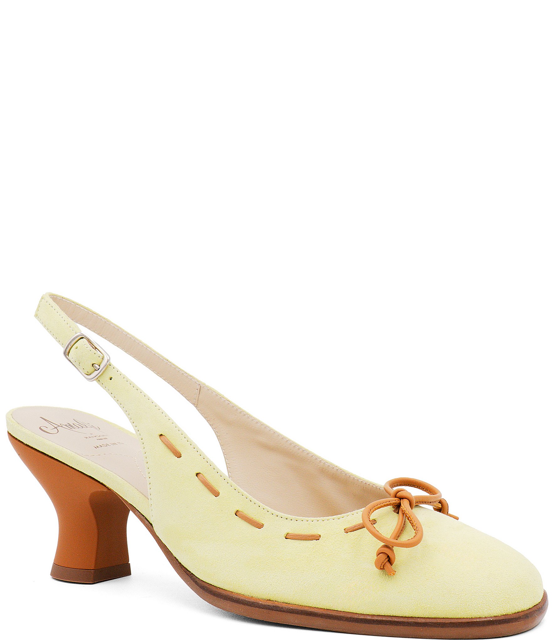 Escarpins Talons 2.5 Pouces AMALFI - Cuir Marron Italie Taille 6.5 M - Occasion Style Sling Backs