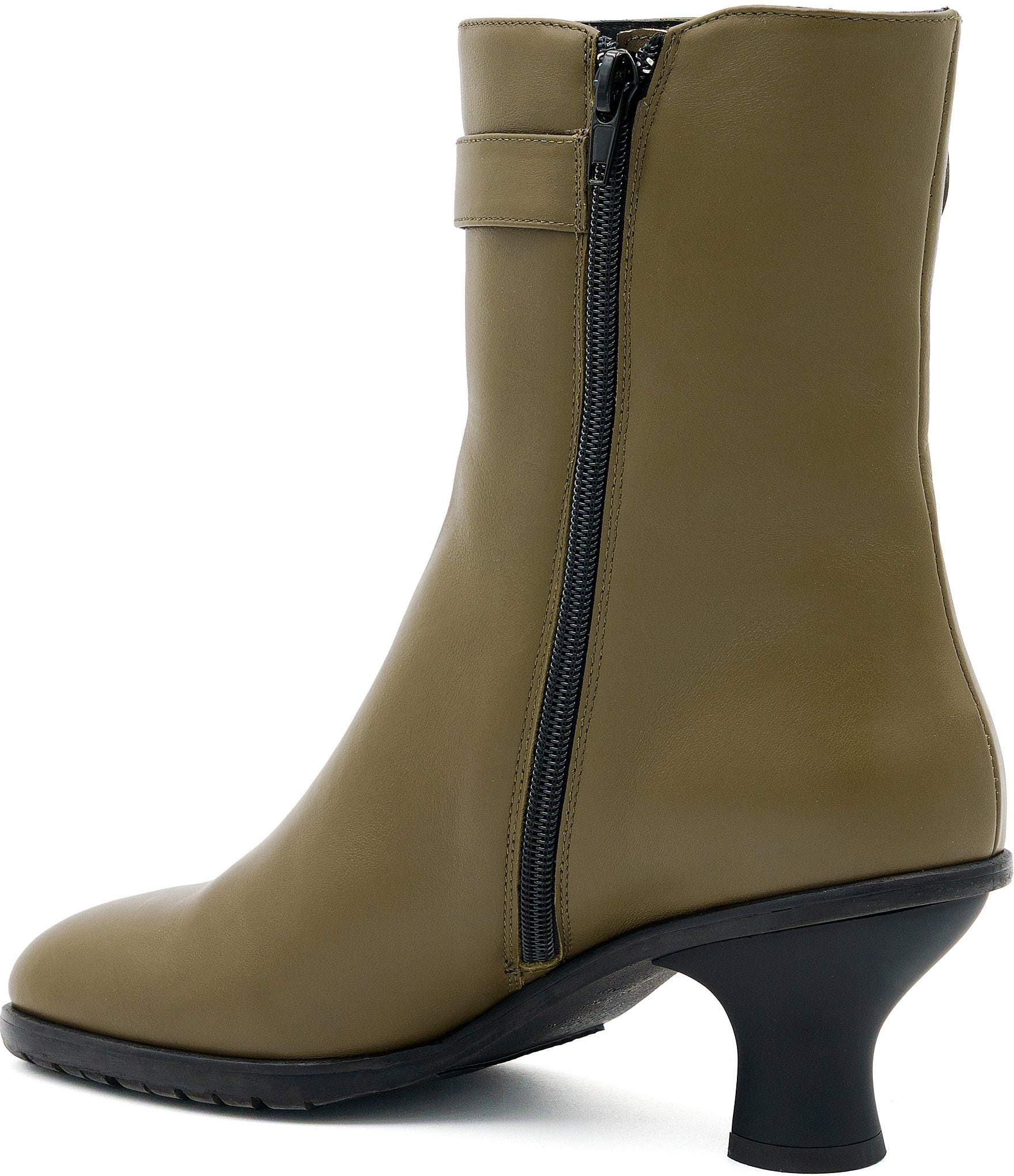 Amalfi Baronessa Leather Buckle Strap Mid Calf Boots