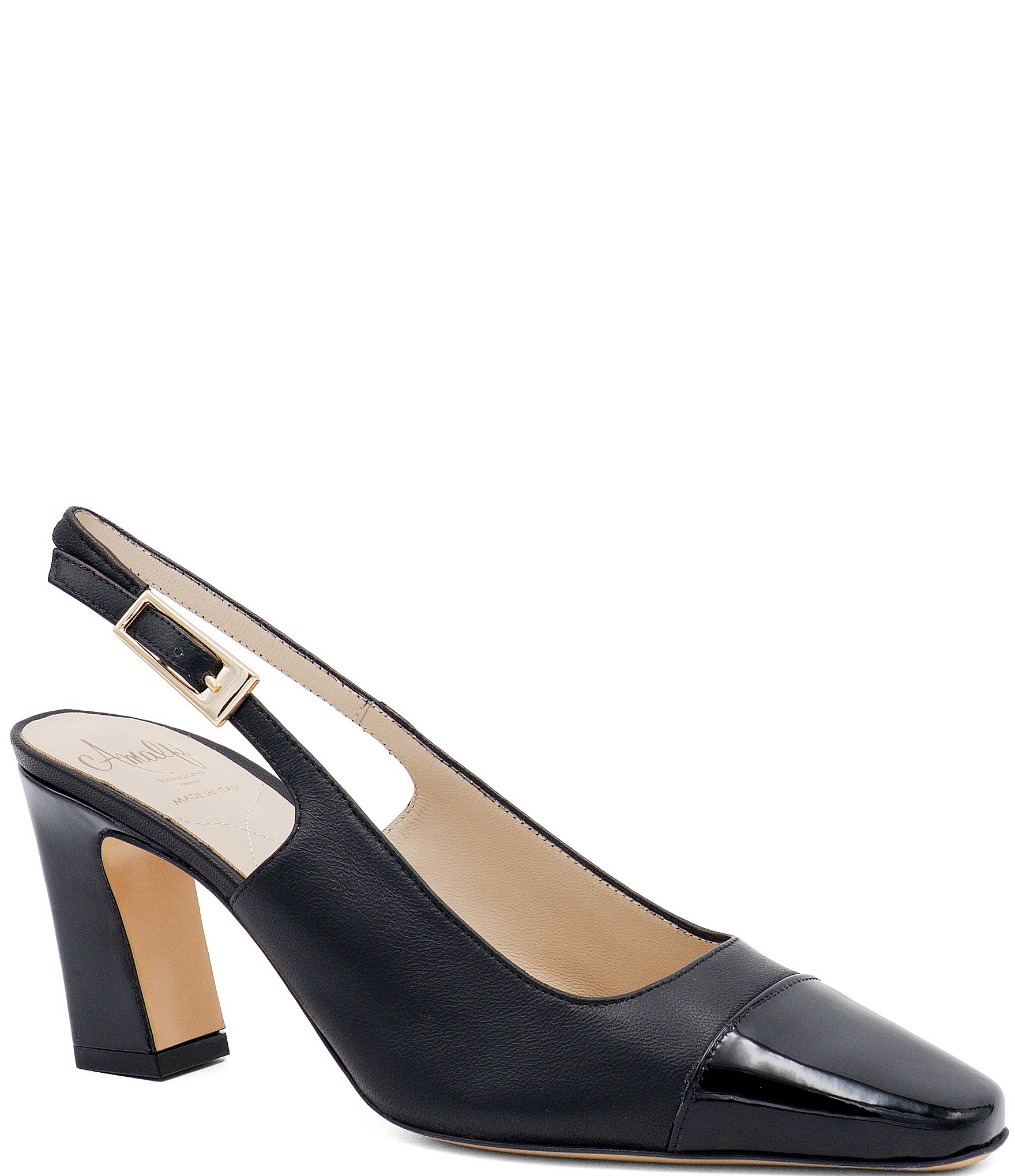 Amalfi Falasco Leather Cap Toe Slingback Pumps
