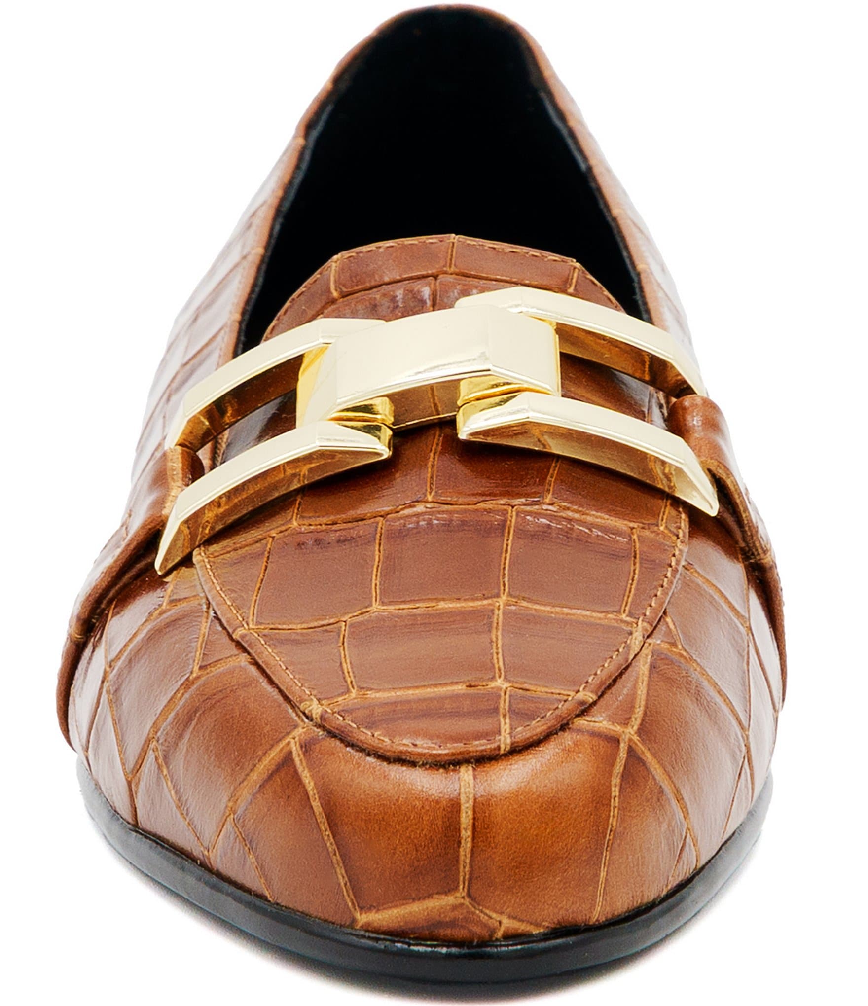Amalfi Occhiello Croco Embossed Chain Link Loafers