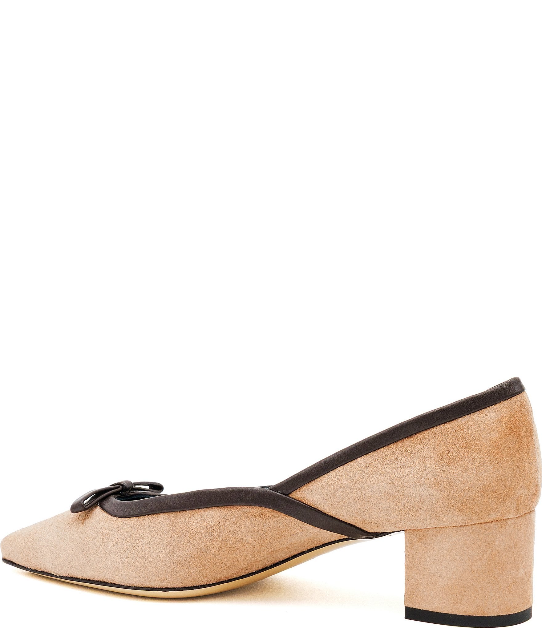 Amalfi Pagliuzza Suede Block Heel Mini Bow Pumps