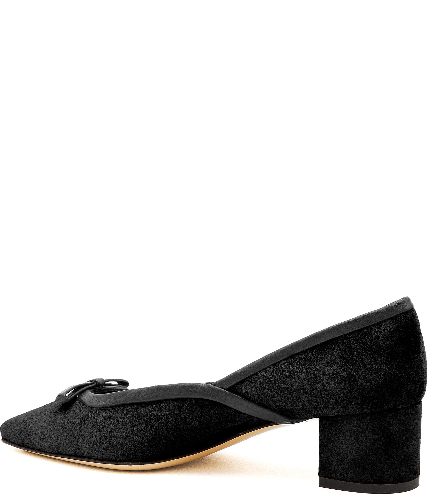 Amalfi Pagliuzza Suede Block Heel Mini Bow Pumps