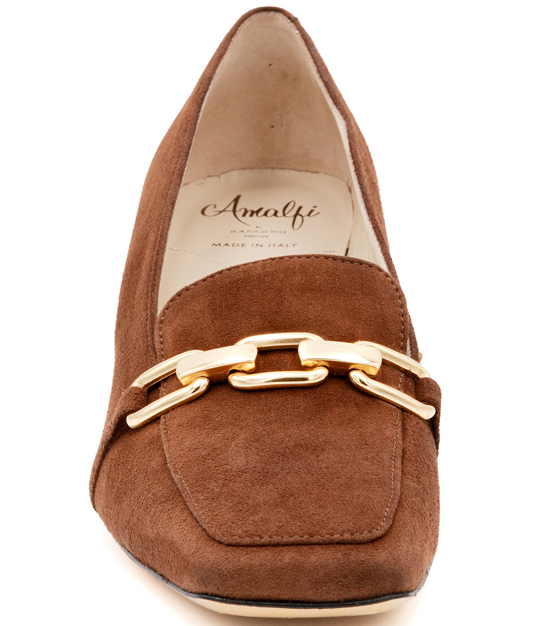 Amalfi Settimio Nubuck Suede Chain Link Hardware Loafer Pumps