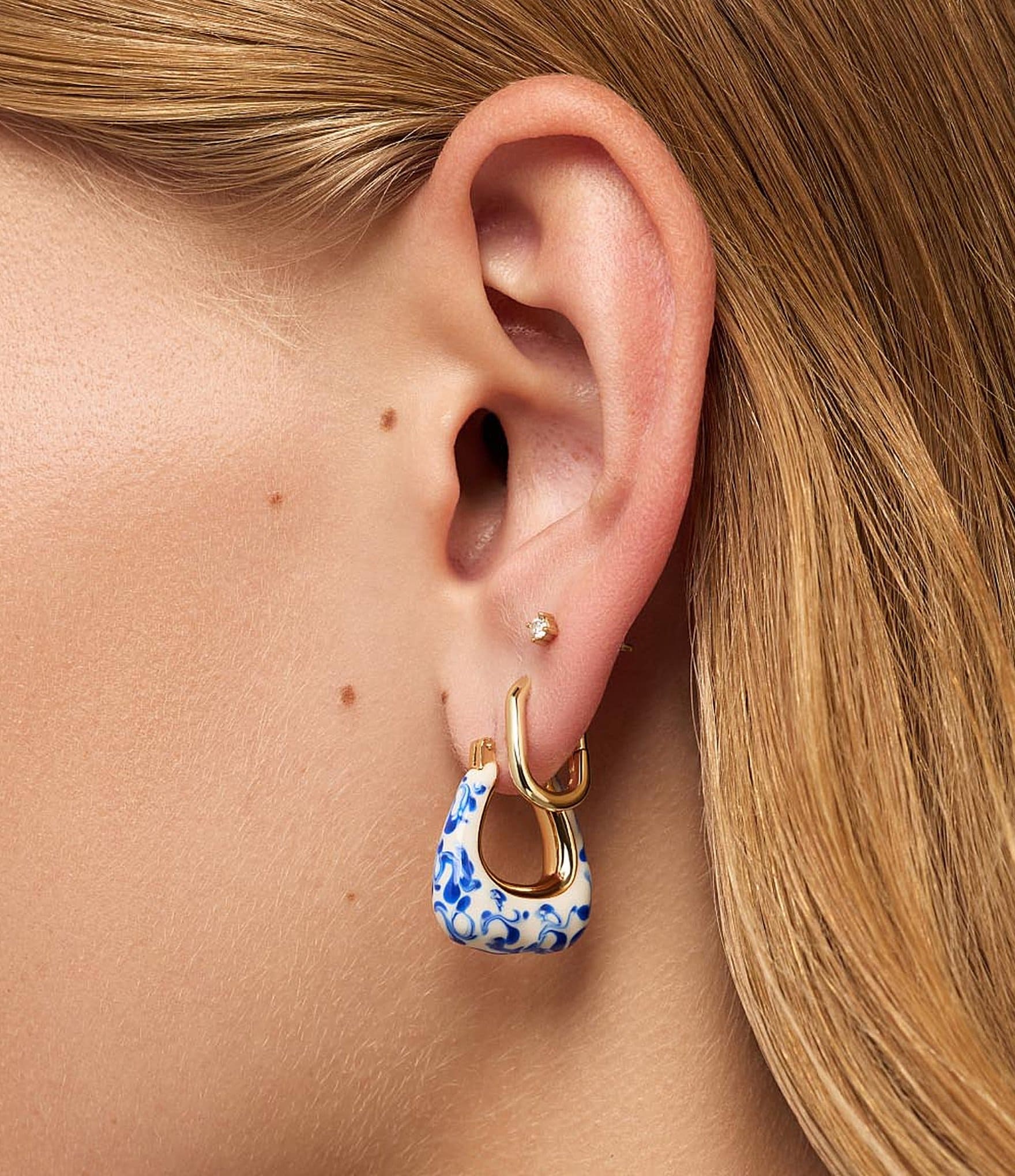 Ana Luisa Dakota Marble Blue Hoop Earrings