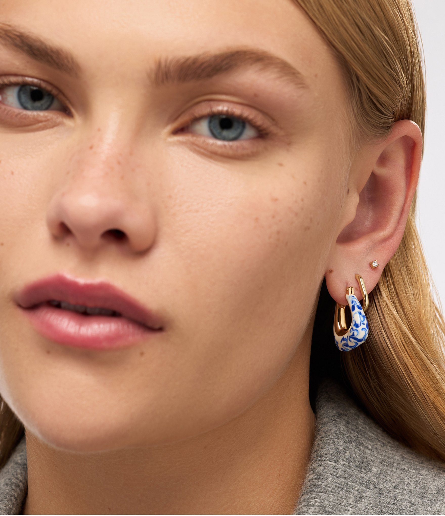 Ana Luisa Dakota Marble Blue Hoop Earrings