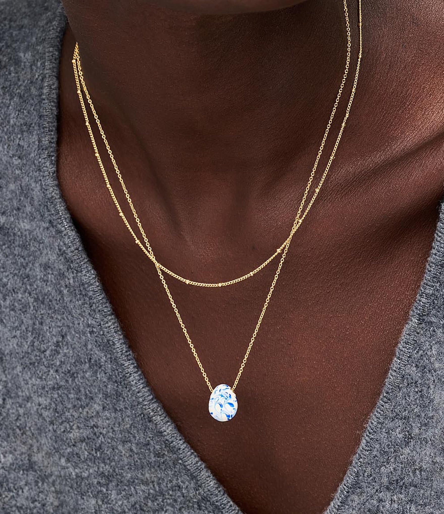 Ana Luisa Pebble Mini Marble Blue Short Pendant Necklace