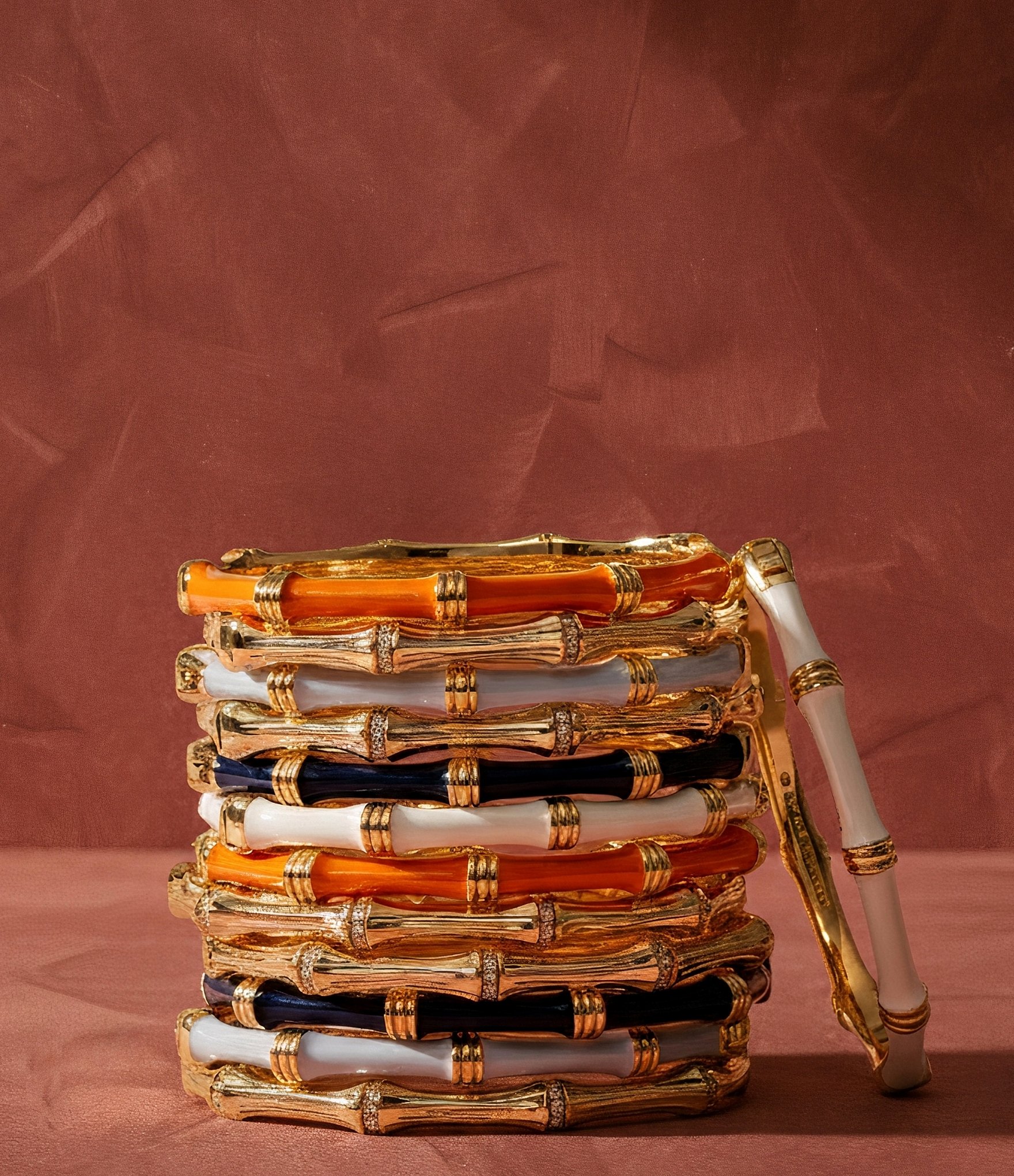 Anabel Aram Bamboo Enameled Hinge Bangle Bracelet