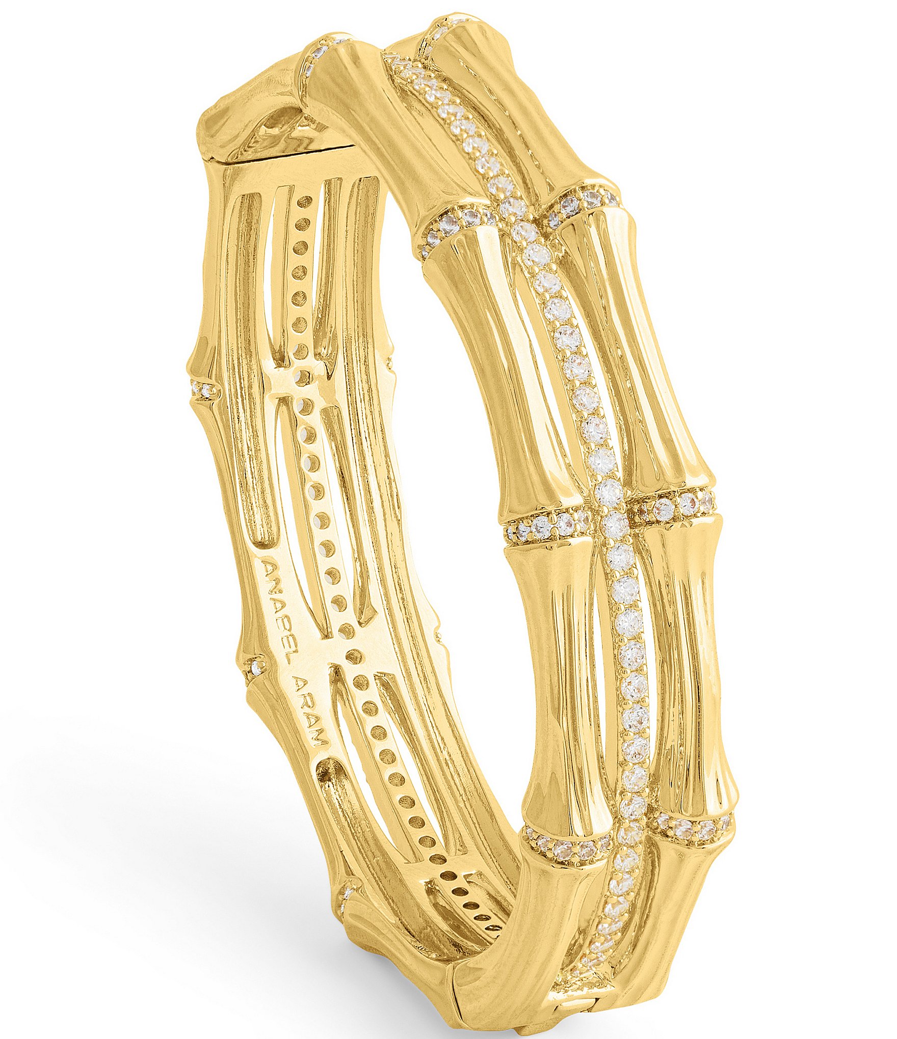 Anabel Aram Bamboo Crystal Stacked Hinge Bangle Bracelet