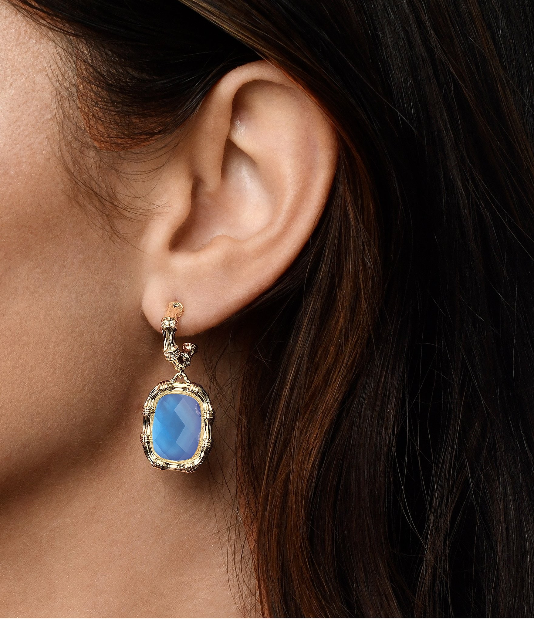 Anabel Aram Bamboo Stone Drop Earrings