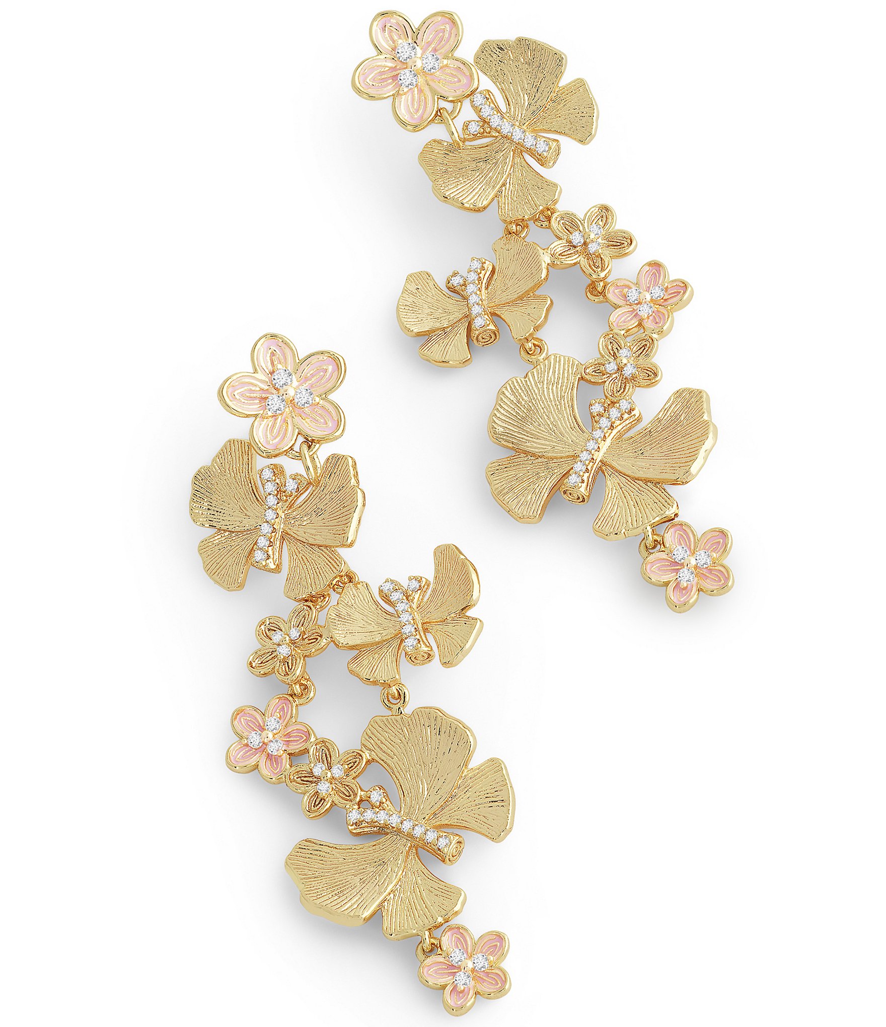 Anabel Aram Butterfly with Flowers Dangle Drop Earrings