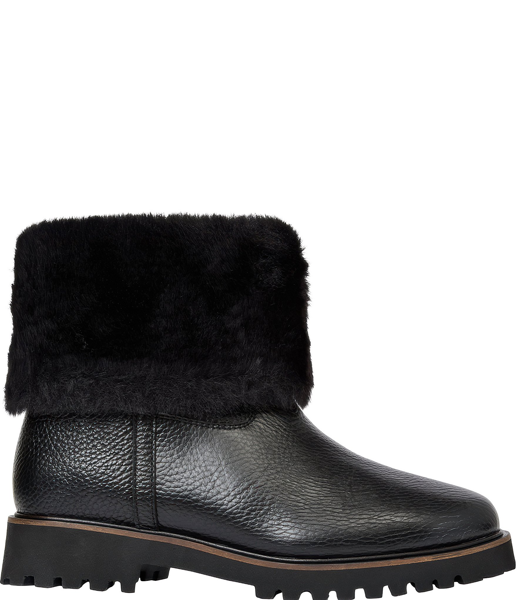 Andre Assous Ayla Leather Faux Shearling Cuff Lug Booties