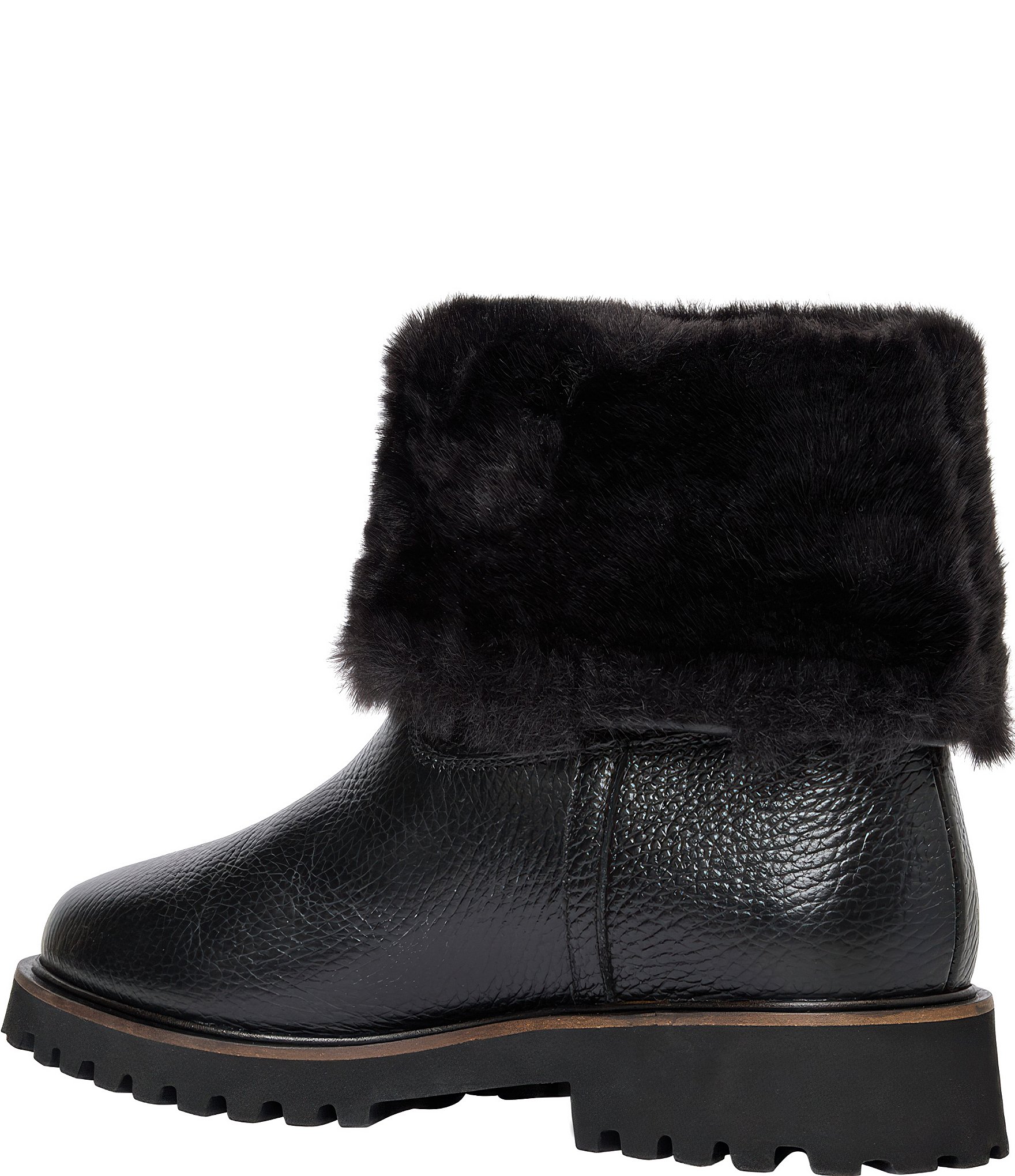 Andre Assous Ayla Leather Faux Shearling Cuff Lug Booties