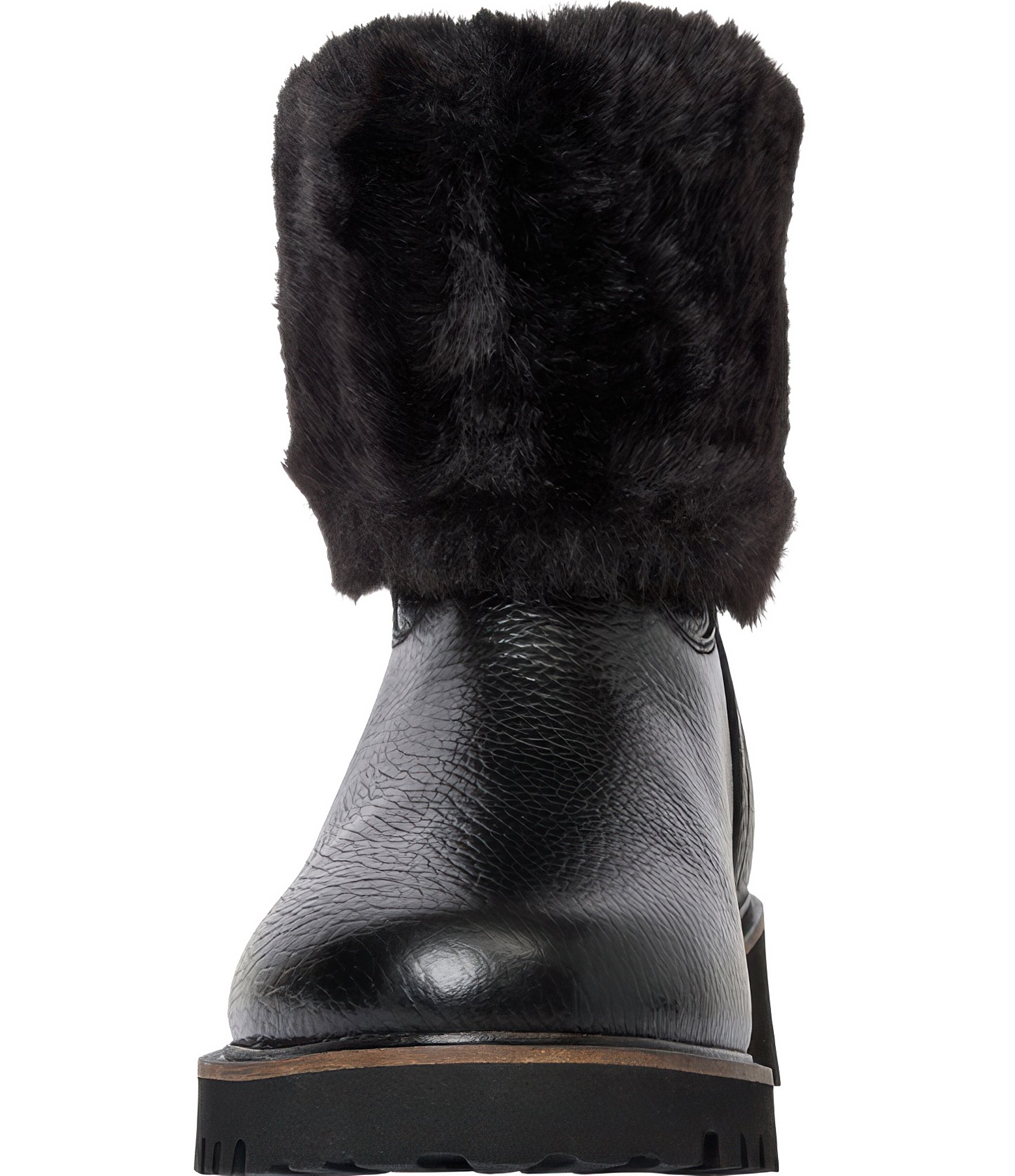Andre Assous Ayla Leather Faux Shearling Cuff Lug Booties