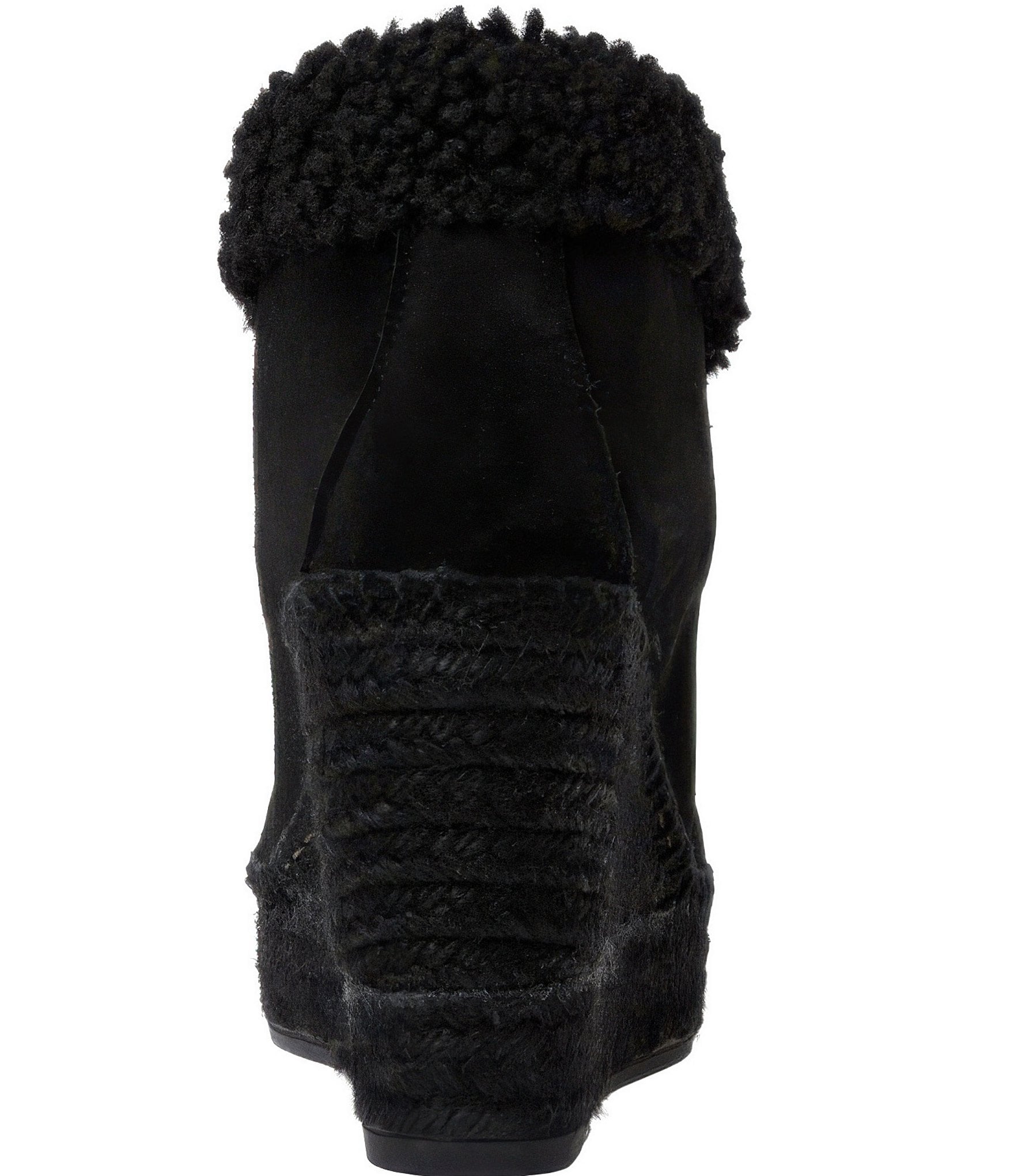 Andre Assous Charlotte Suede Faux Shearling Cuff Platform Wedge Booties