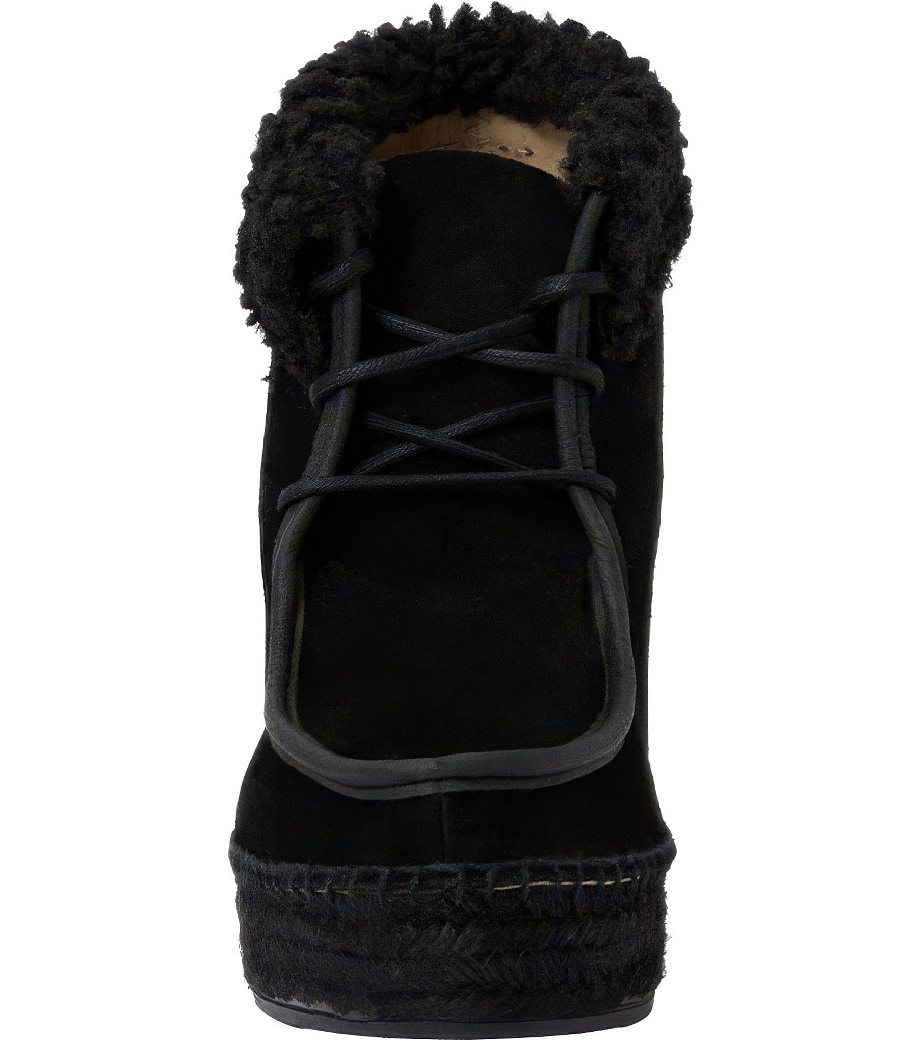 Andre Assous Charlotte Suede Faux Shearling Cuff Platform Wedge Booties