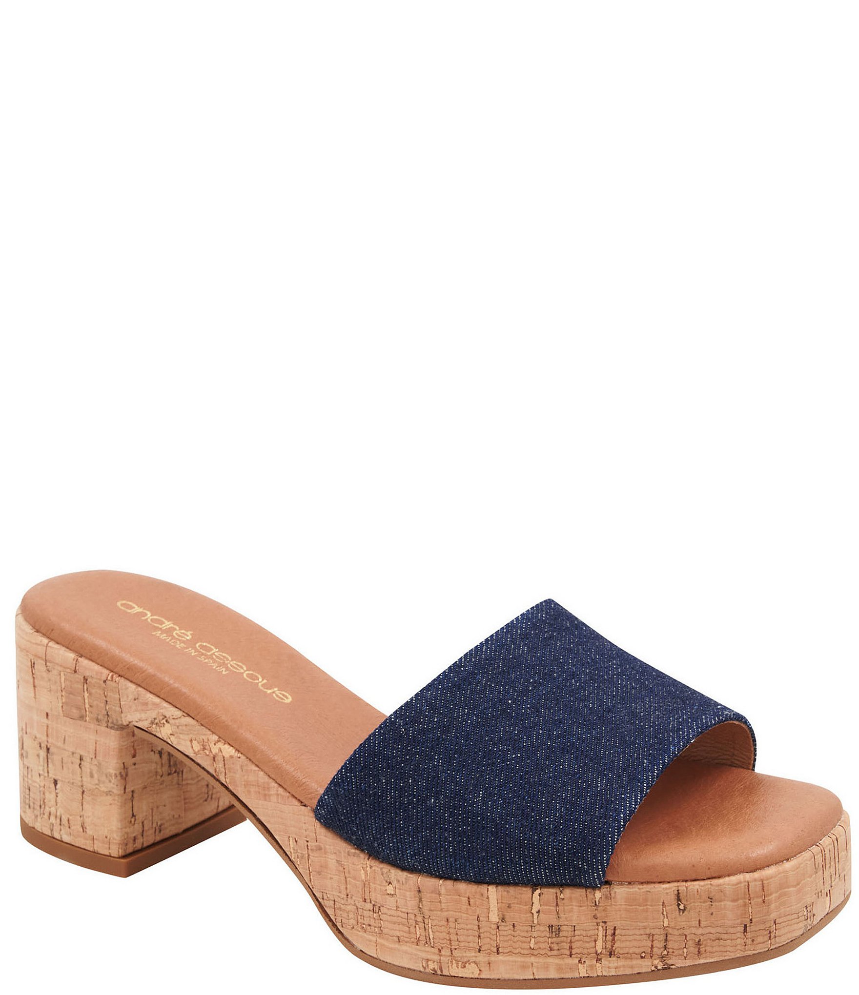 Andre Assous Cypress Denim Cork Platform Slide Sandals | Dillard's