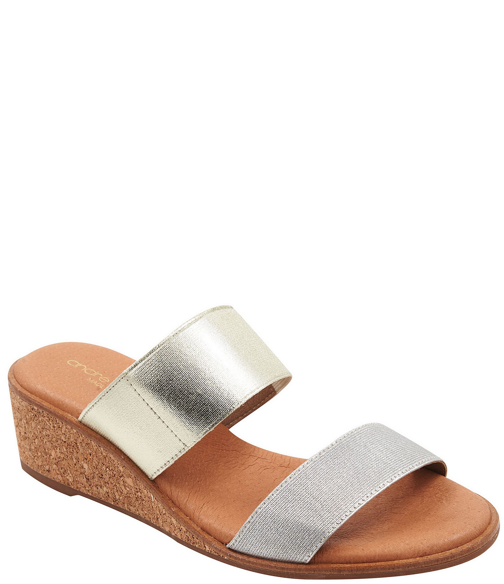 Andre Assous Gwenn Metallic Slip-On Wedge Sandals | Dillard's