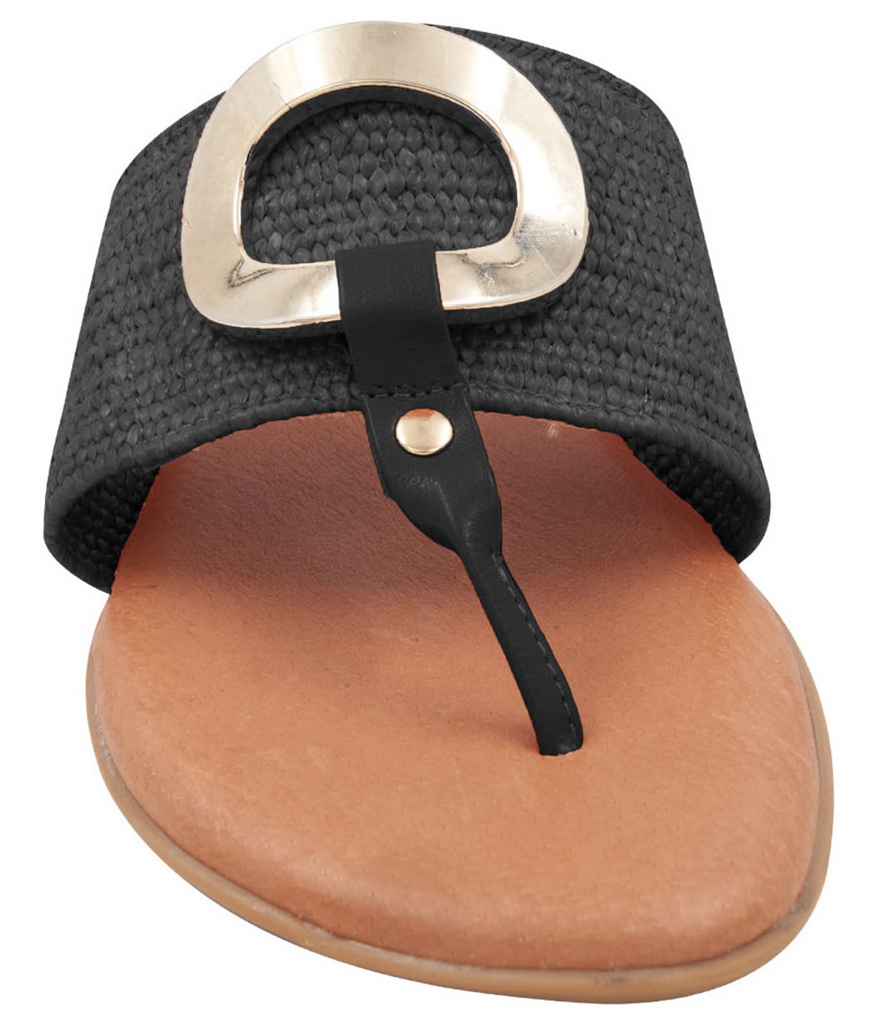 Andre Assous Nixi Stretch Raffia Ornamented Thong Sandals