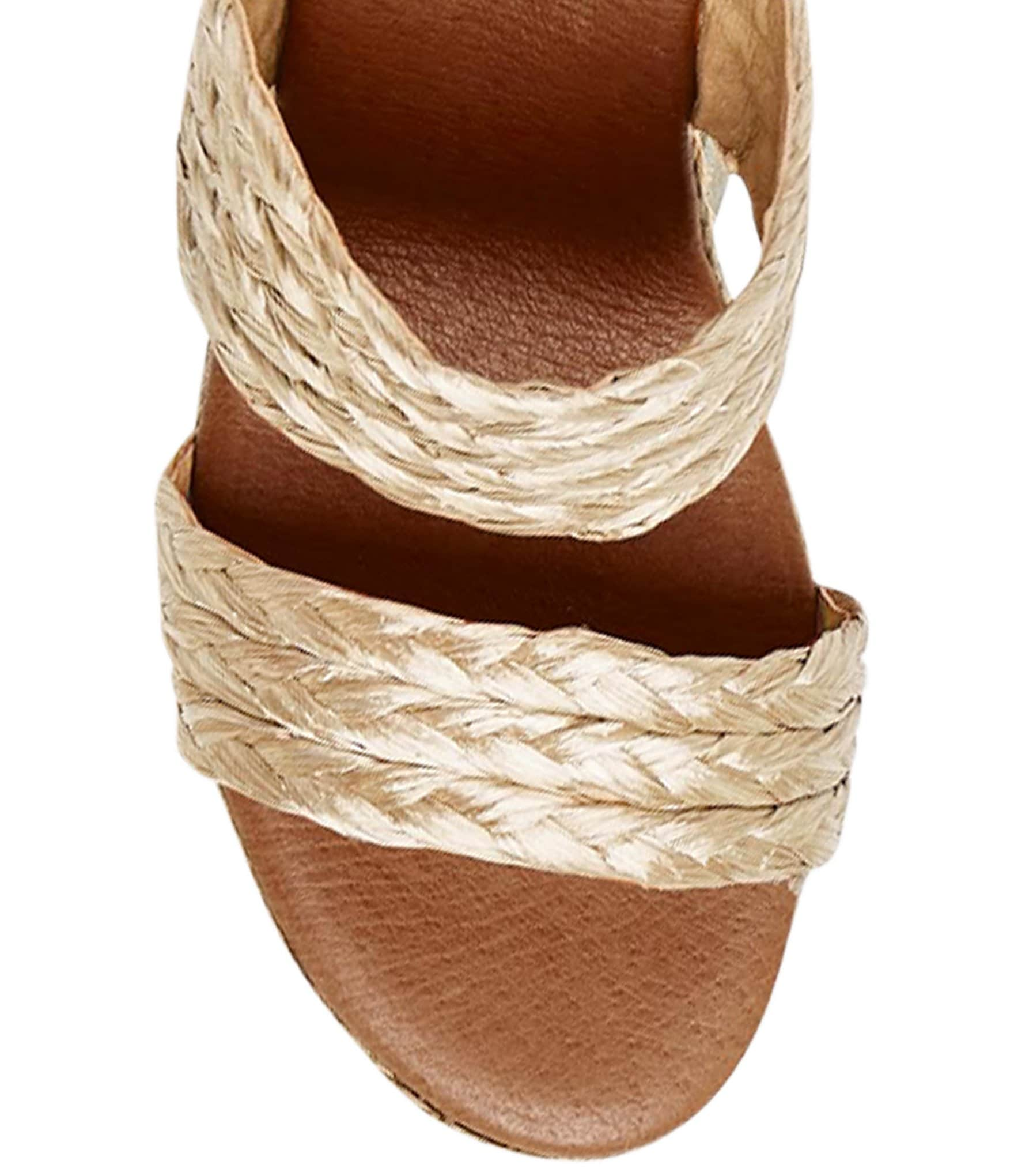 Andre Assous Nolita Braided Raffia Espadrille Wedge Slide Sandals