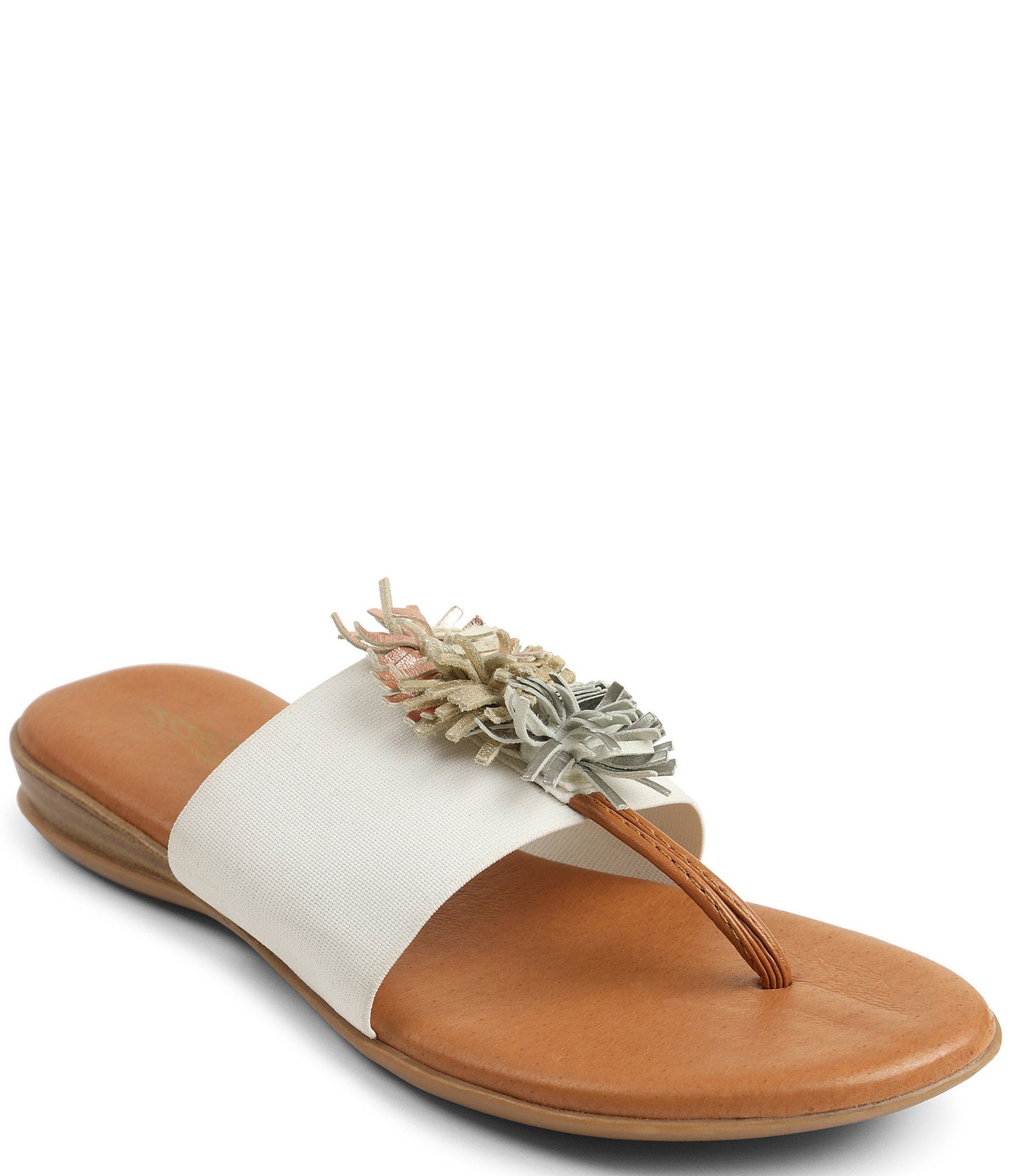 Andre Assous Novalee Featherweights™ Elastic Leather Fringe Thong Sandals |  Dillard's