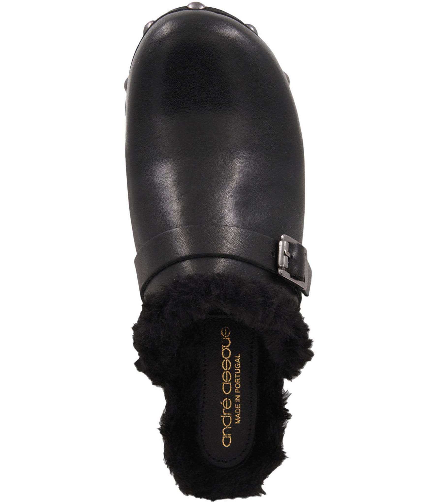 Andre Assous Orla Leather Faux Fur Lined Studded Clogs
