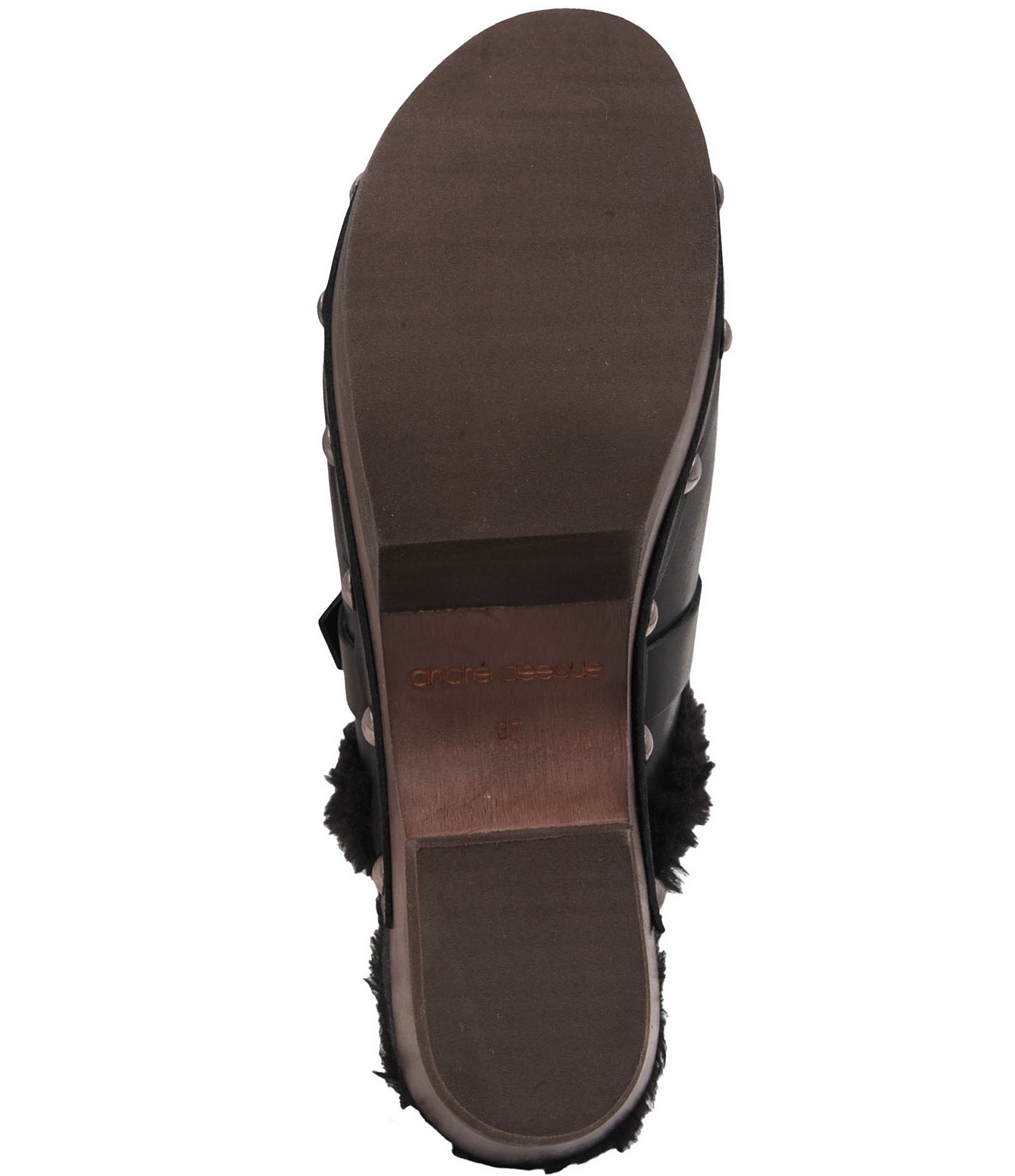 Andre Assous Orla Leather Faux Fur Lined Studded Clogs