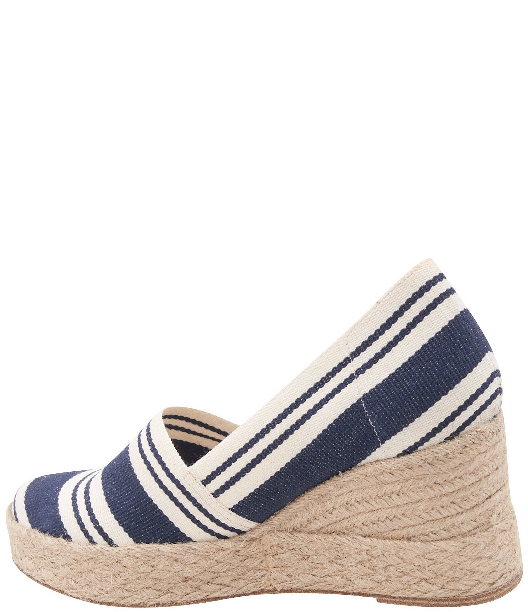 Andre Assous Patti Striped Canvas Platform Wedge Slip On Espadrilles