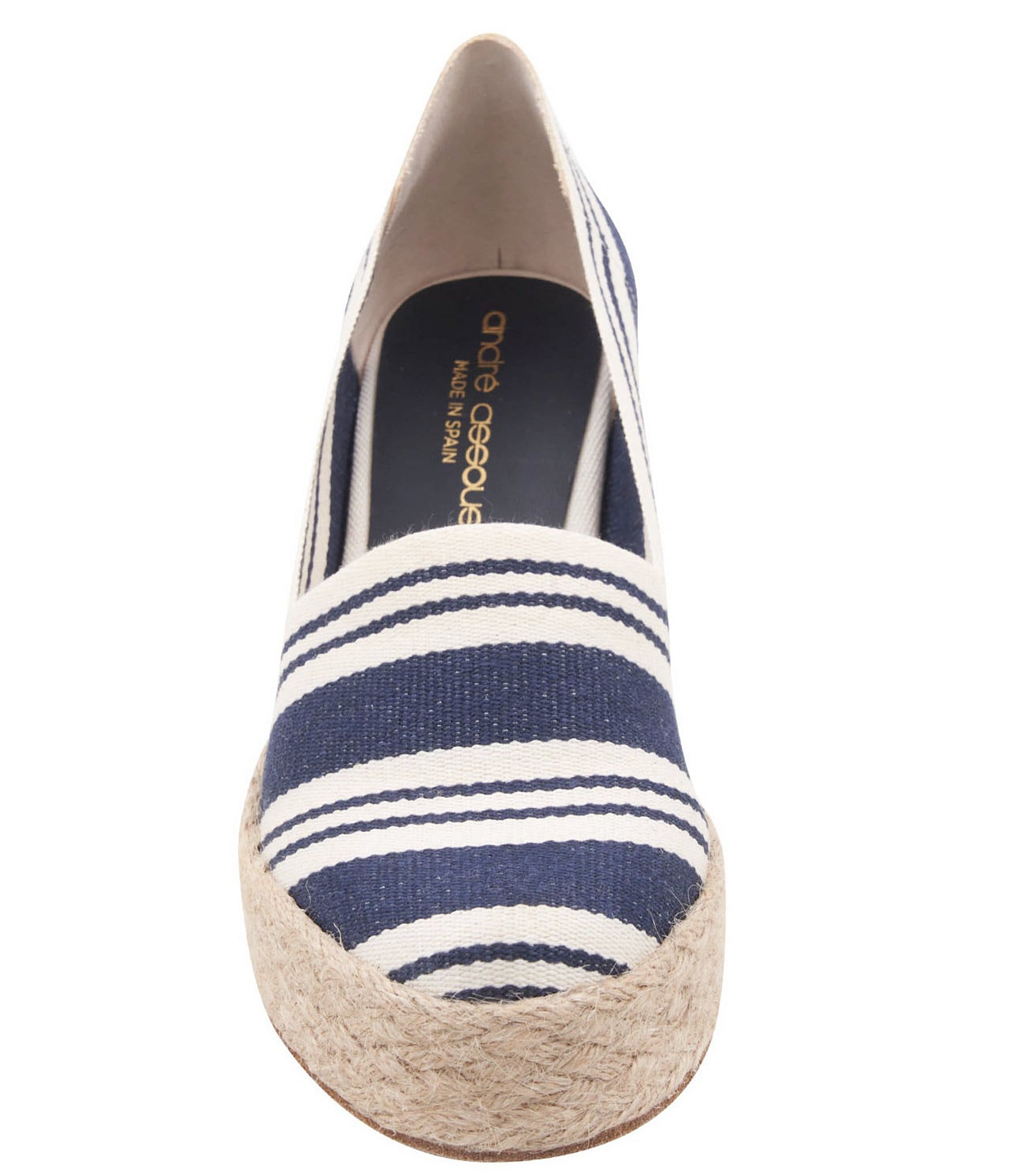 Andre Assous Patti Striped Canvas Platform Wedge Slip On Espadrilles