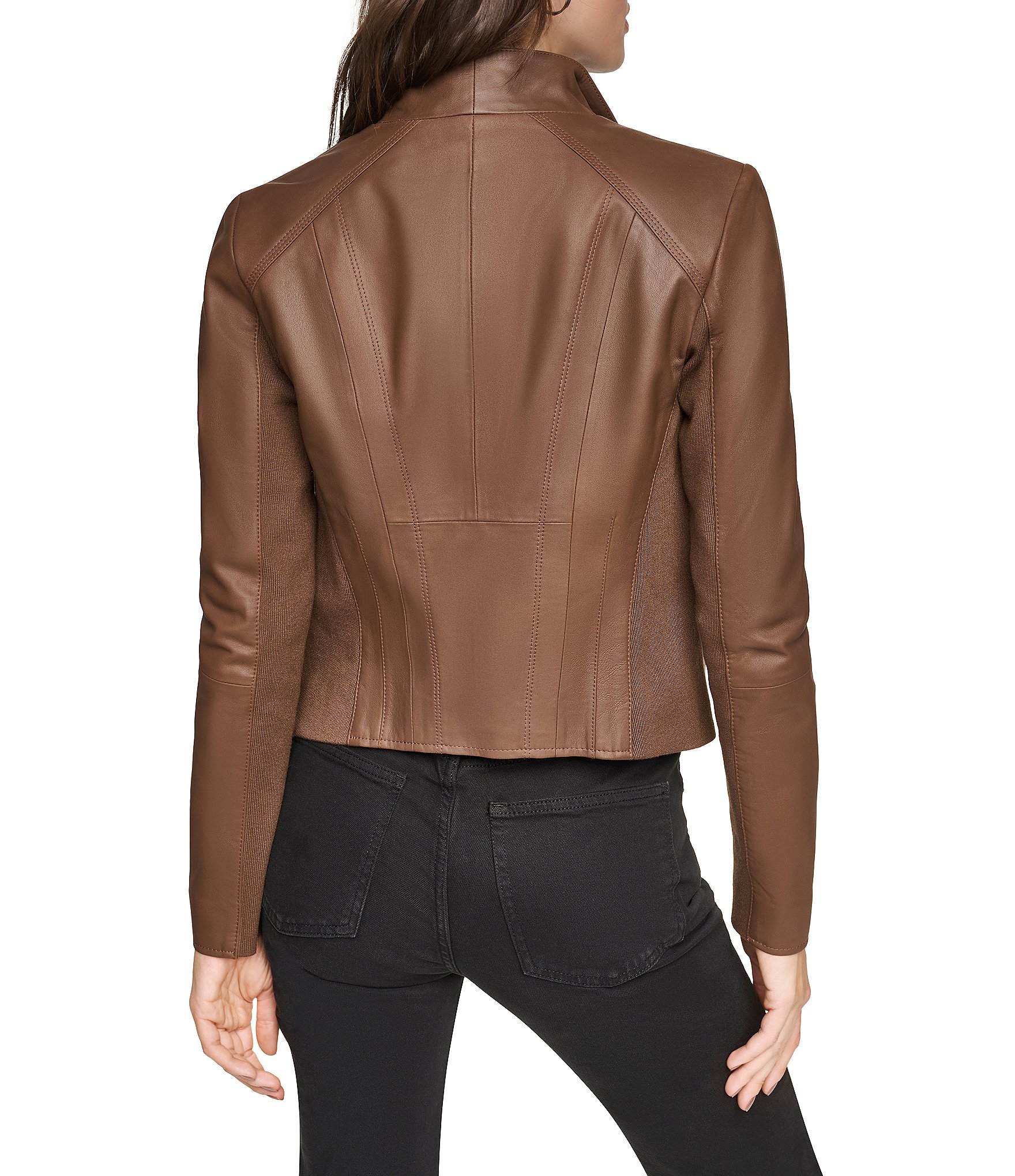 Andrew Marc Felix Leather Wing Collar Moto Jacket