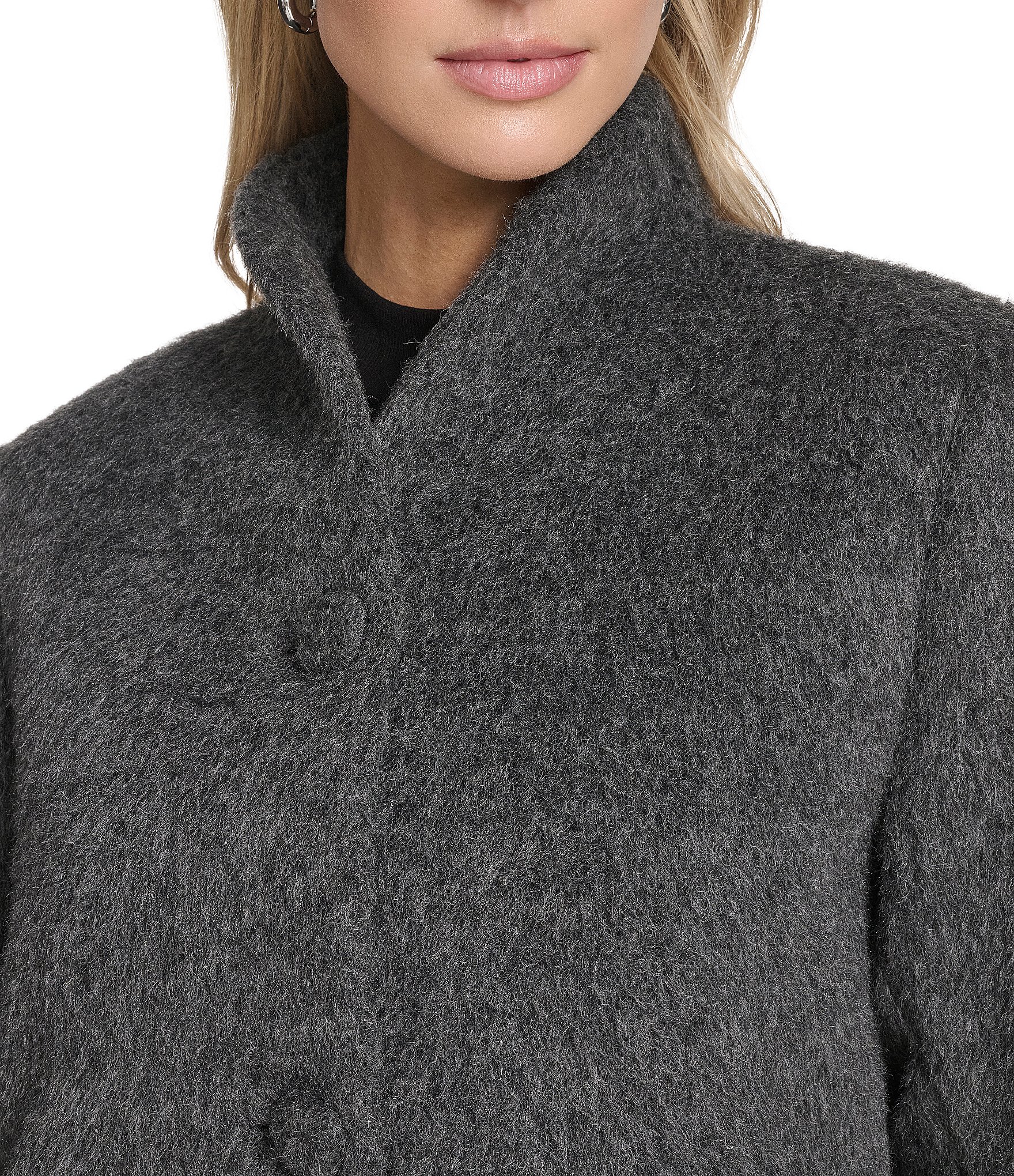 Andrew Marc Piper Wool Blend Stand Collar Patch Pocket Button Front Jacket