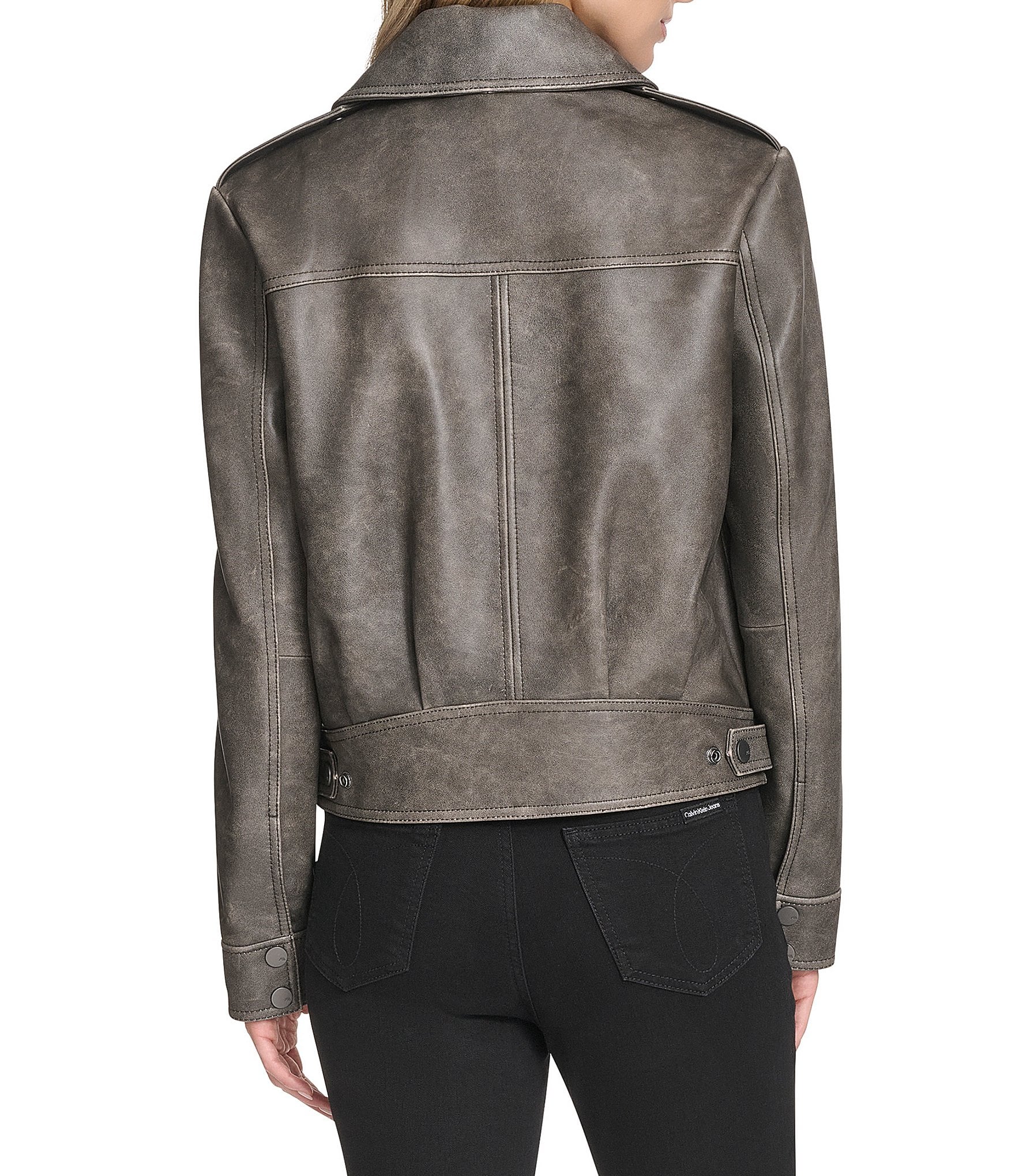 Andrew Marc Sport Addis Aviator Style Zip Front Leather Jacket