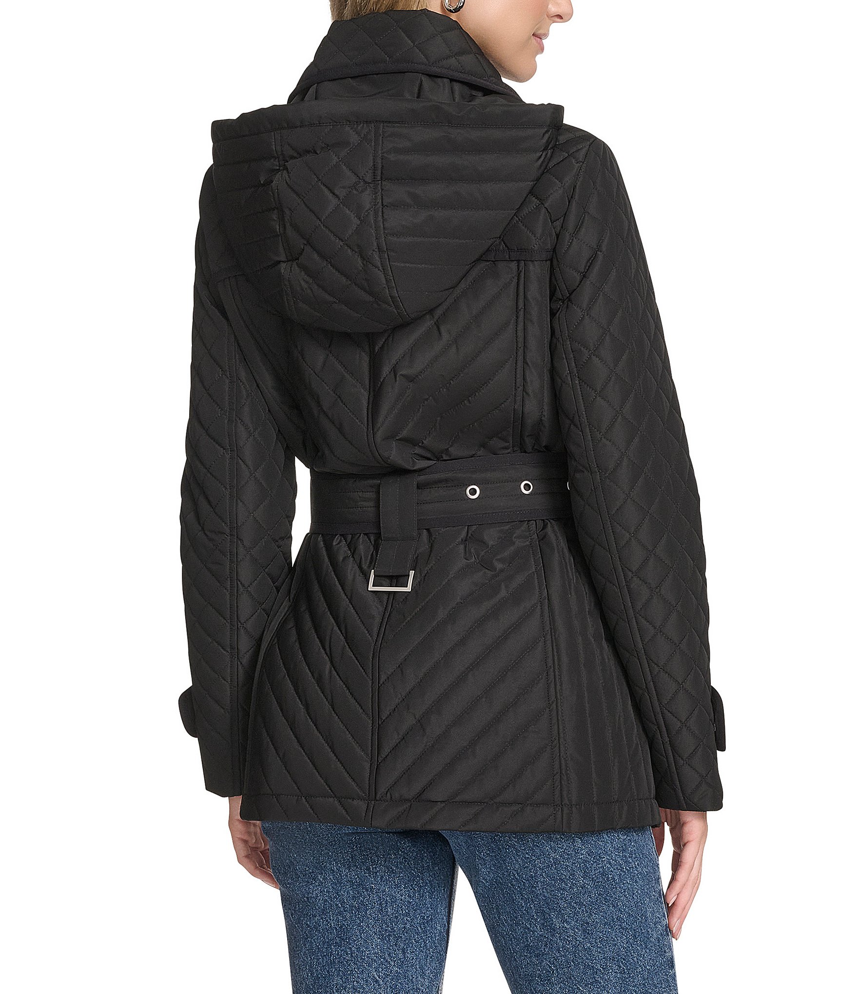 Andrew Marc Sport Brinklee Mix Quilt Belted Water Resistant Zip Front Jacket