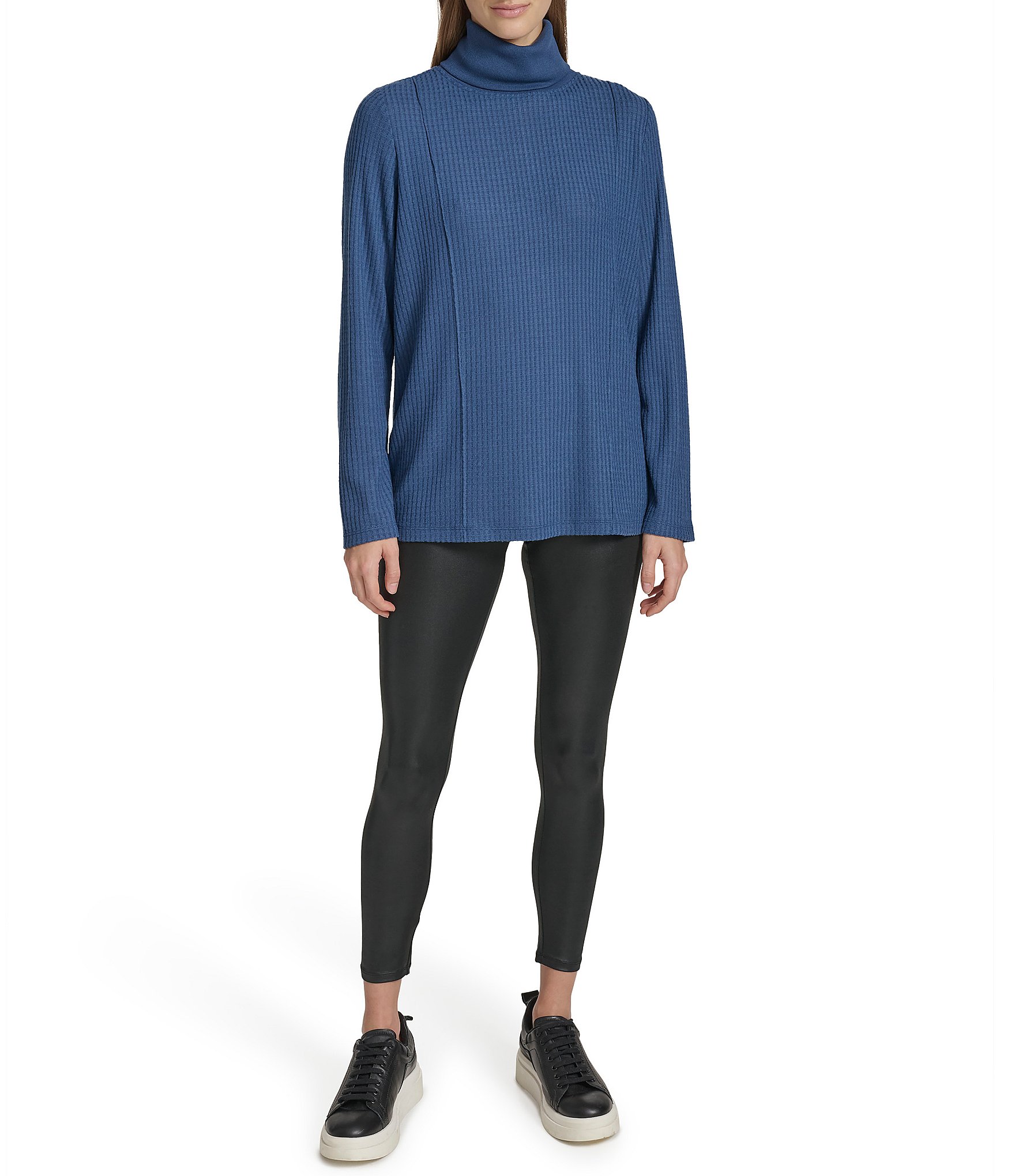 Andrew Marc Sport Brushed Waffle Turtleneck Tunic