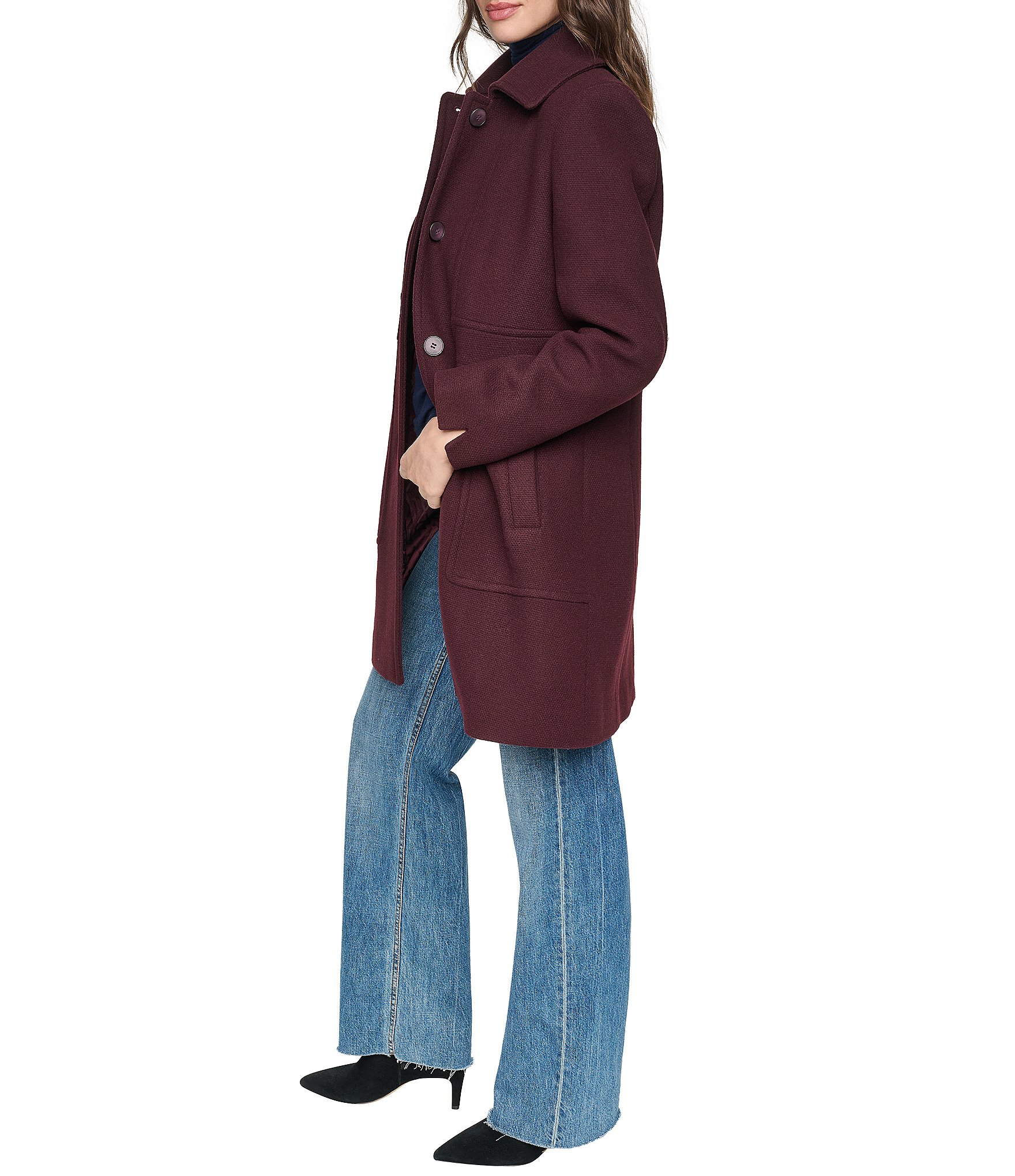 Andrew Marc Emmeline Wool Blend Tailored Fit Button Front Coat