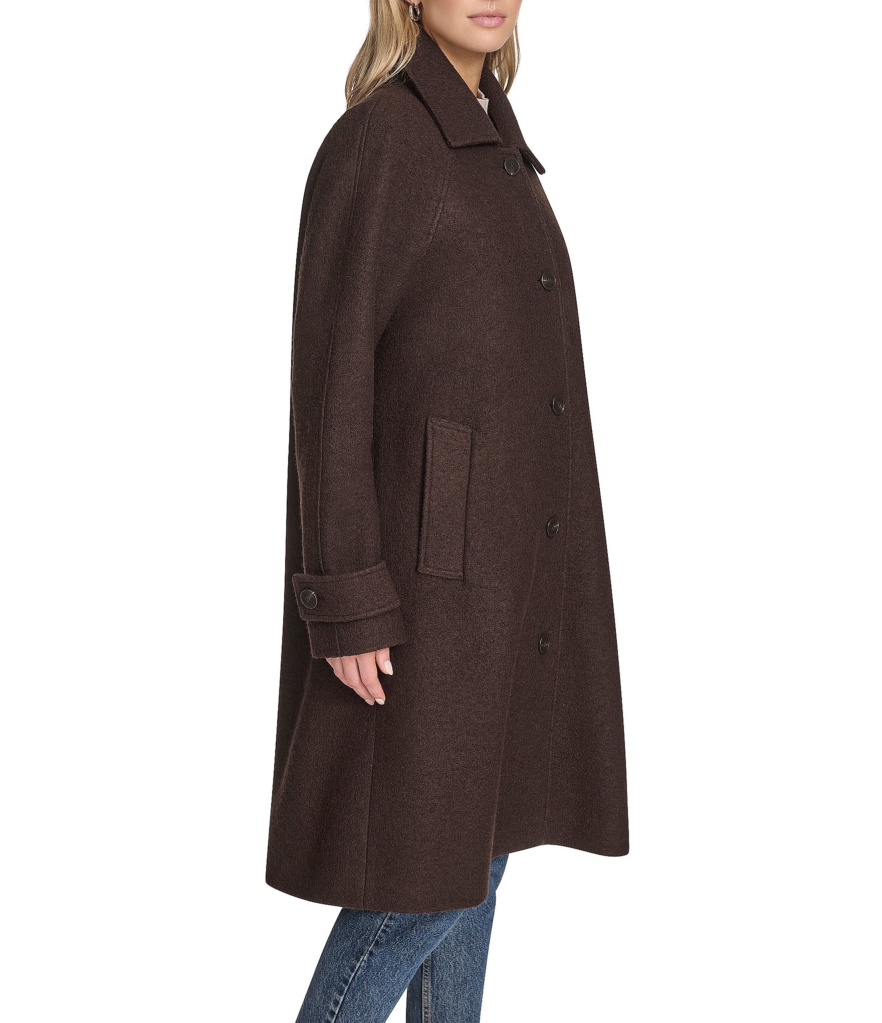 Andrew Marc Sport Jupiter Wool Blend Point Collar Balmacaan Coat