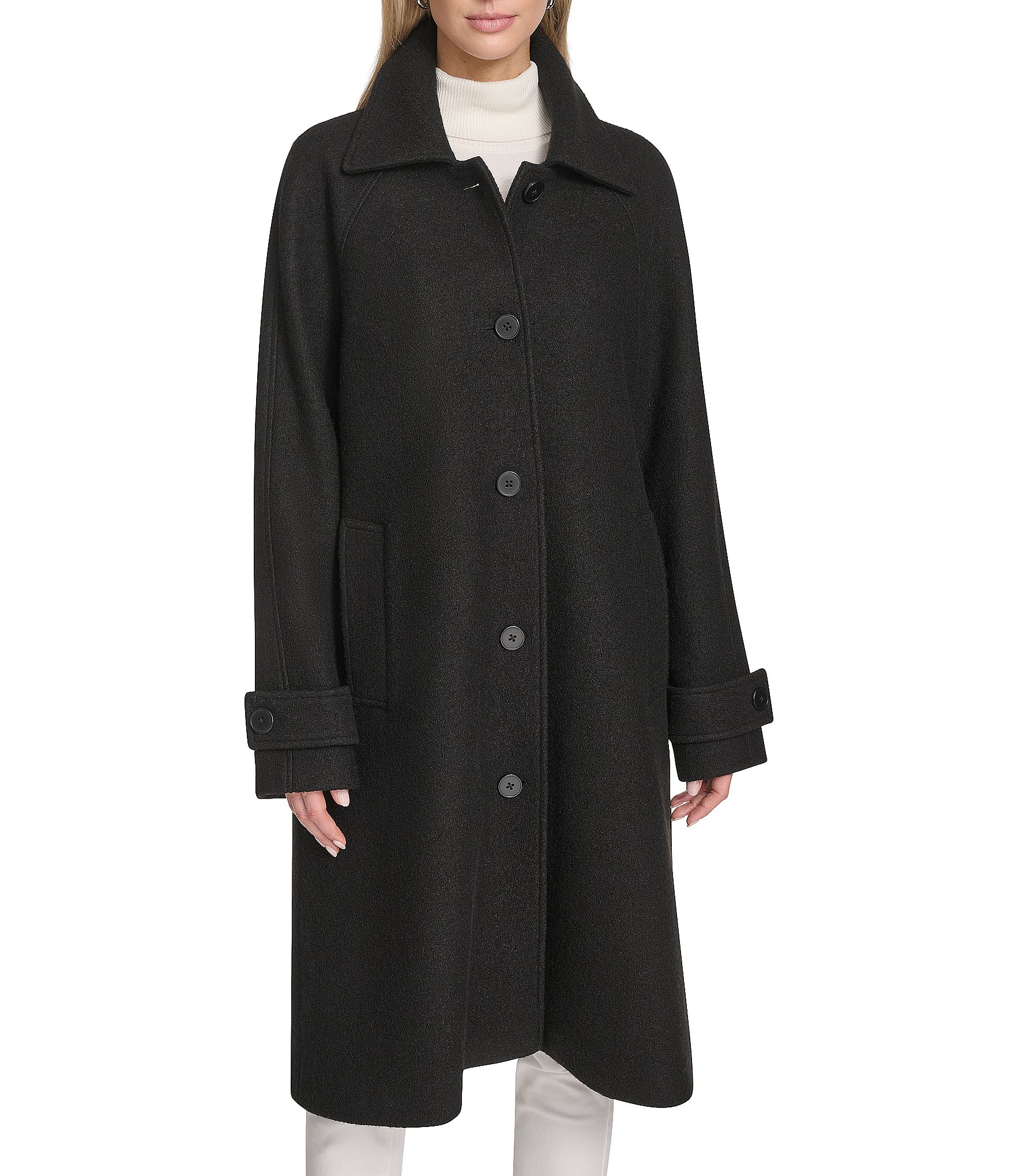Andrew Marc Sport Jupiter Wool Blend Point Collar Balmacaan Coat
