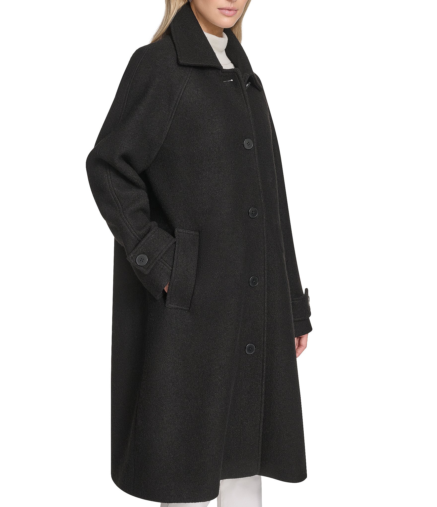 Andrew Marc Sport Jupiter Wool Blend Point Collar Balmacaan Coat
