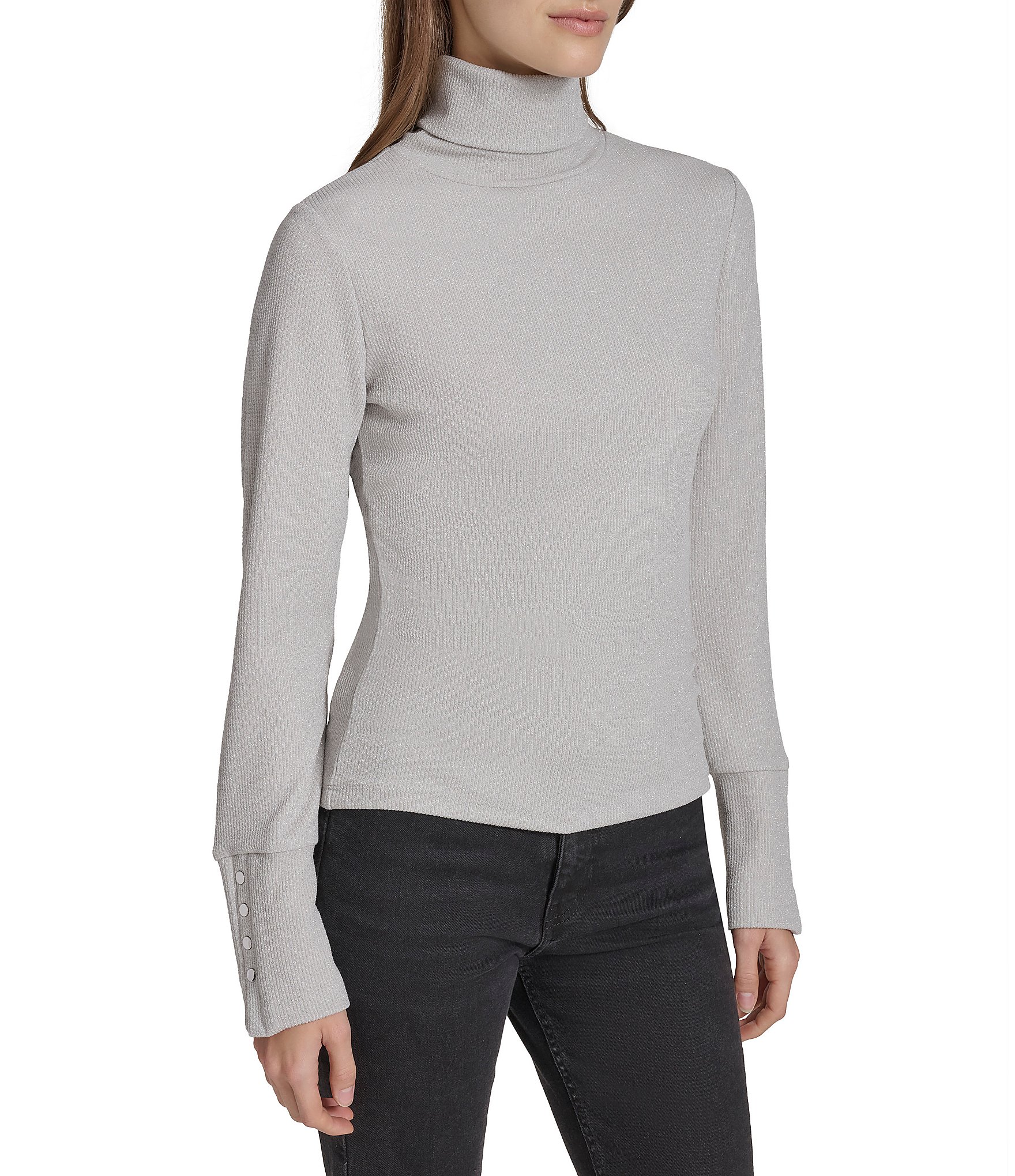 Andrew Marc Sport Knit Turtleneck Sweater with Faux Snaps Andrew Marc Sport Knit Turtleneck Sweater with Faux Snaps