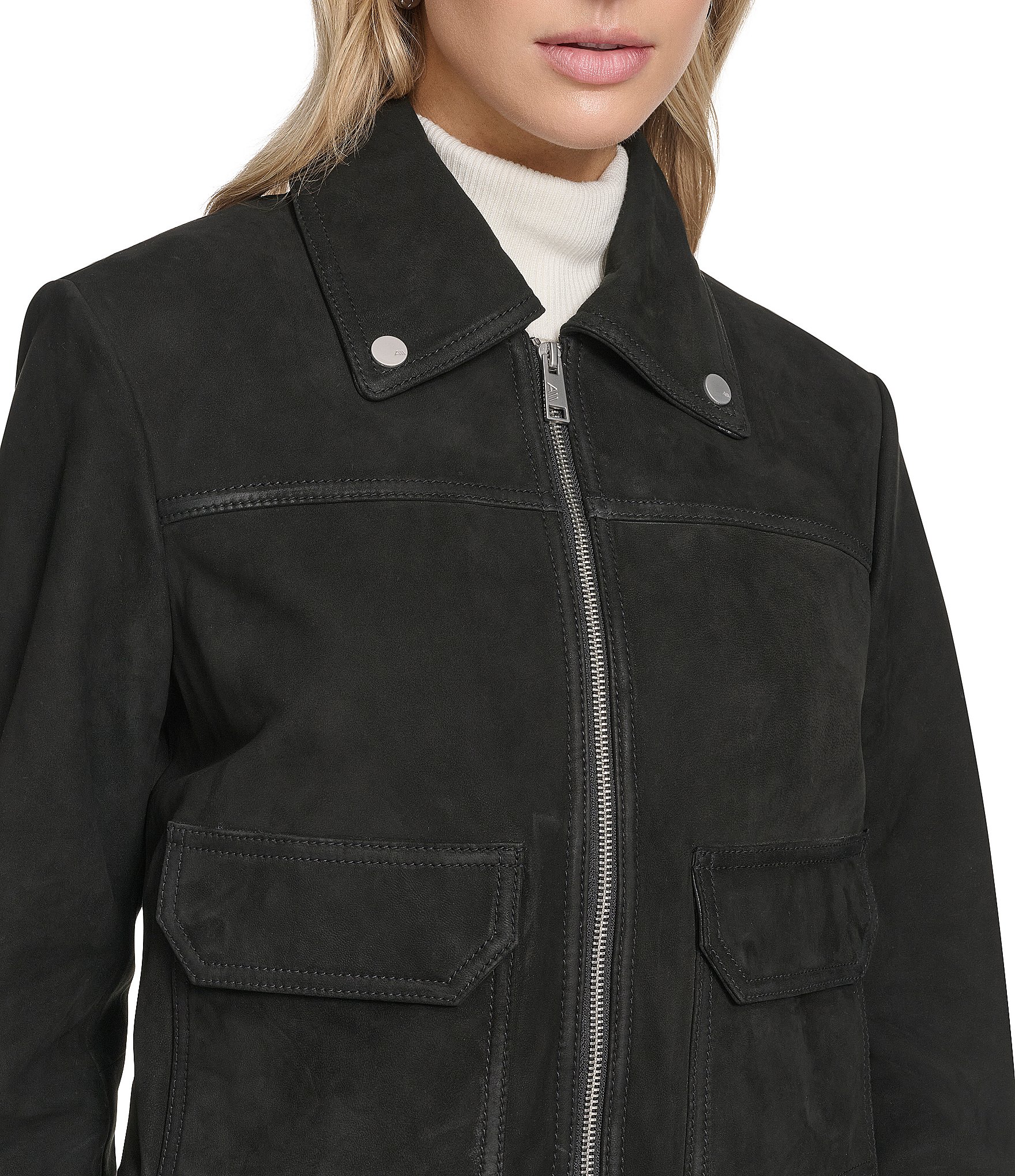 Andrew Marc Sport Lunetta Sueded Leather Tucker Jacket