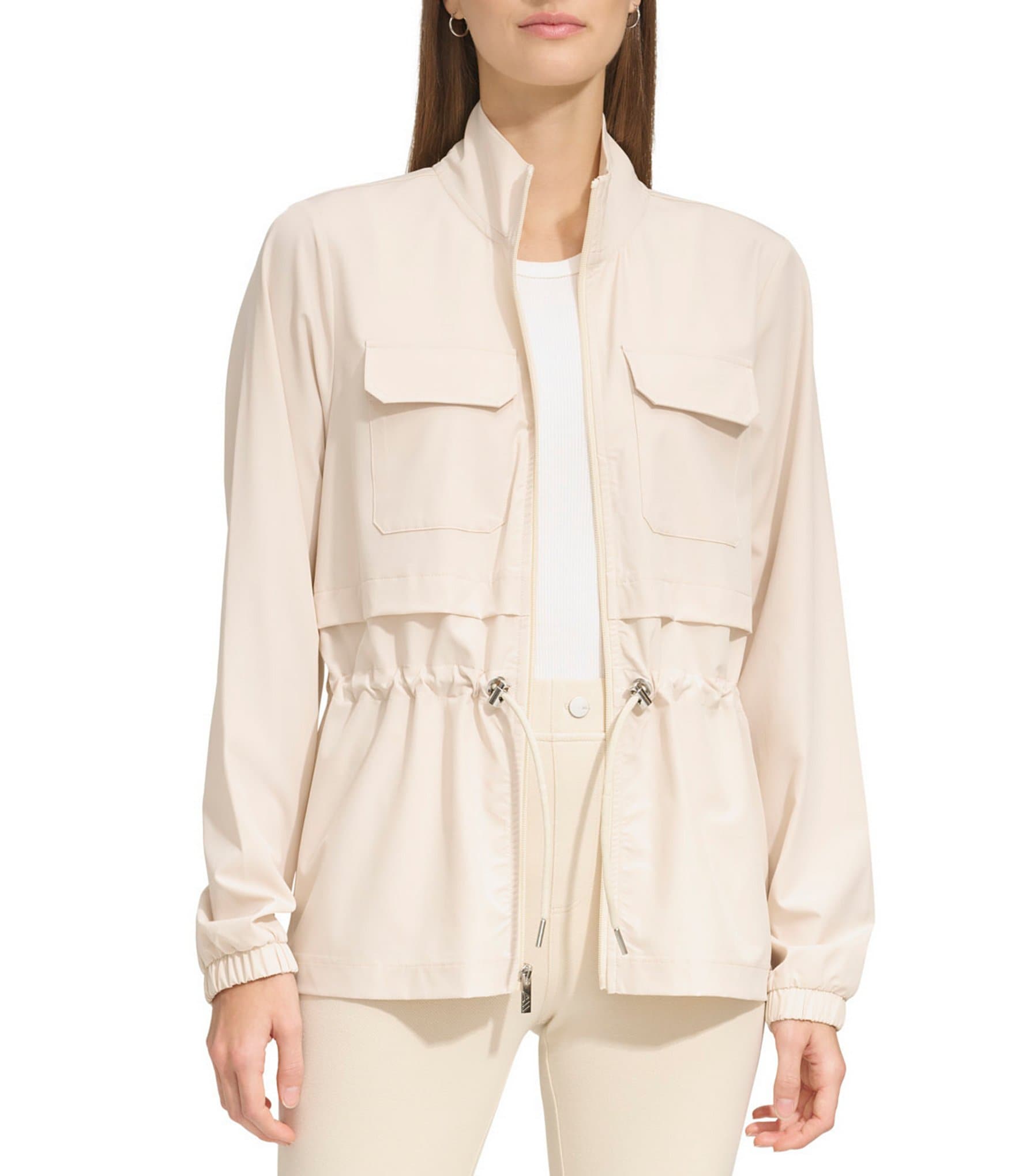 Andrew Marc Sport Stand Collar Clinched Waist Jacket | Dillard's