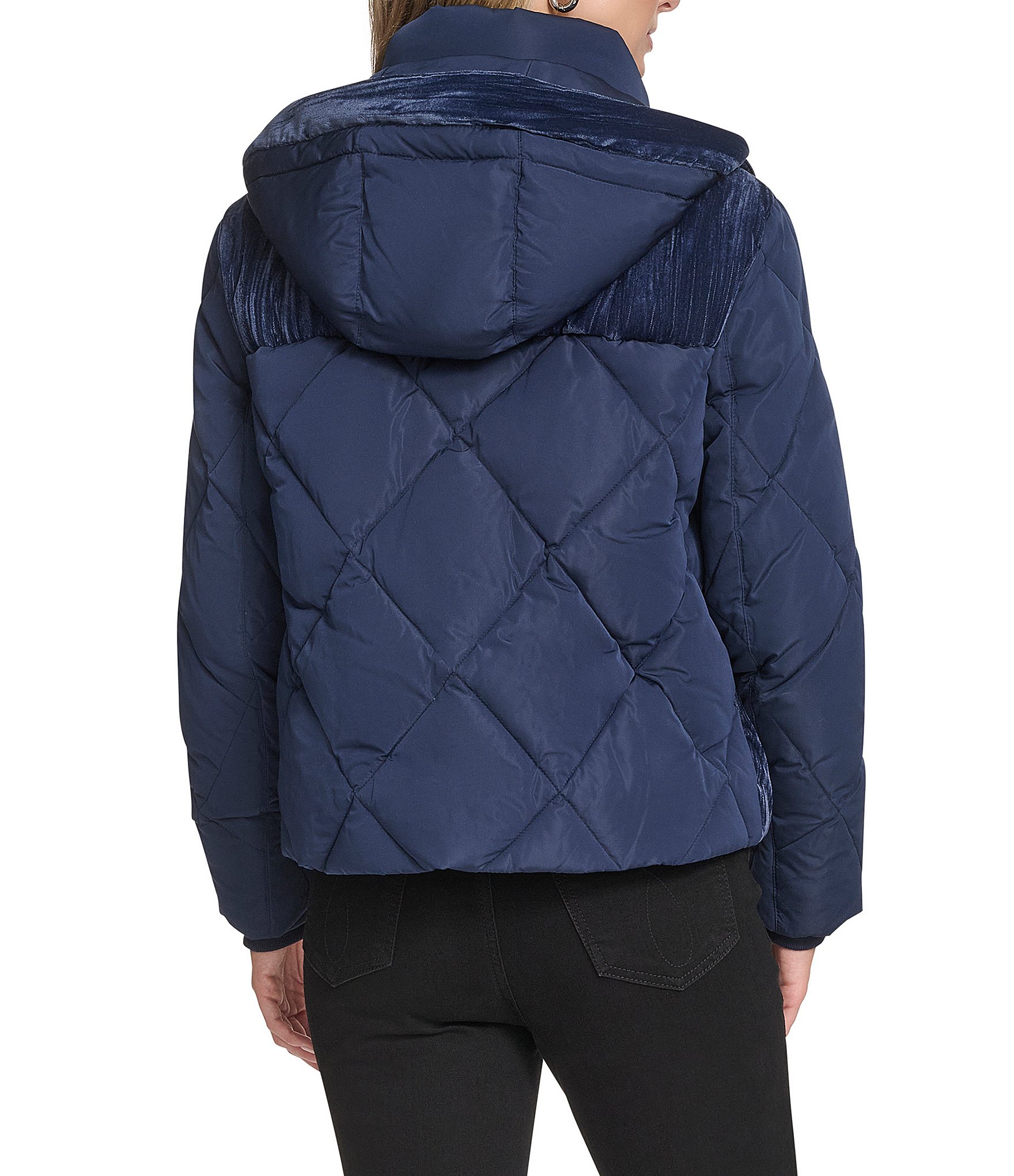Andrew Marc Sport Tayte Mixed Media Hooded Faux Down Puffer Jacket