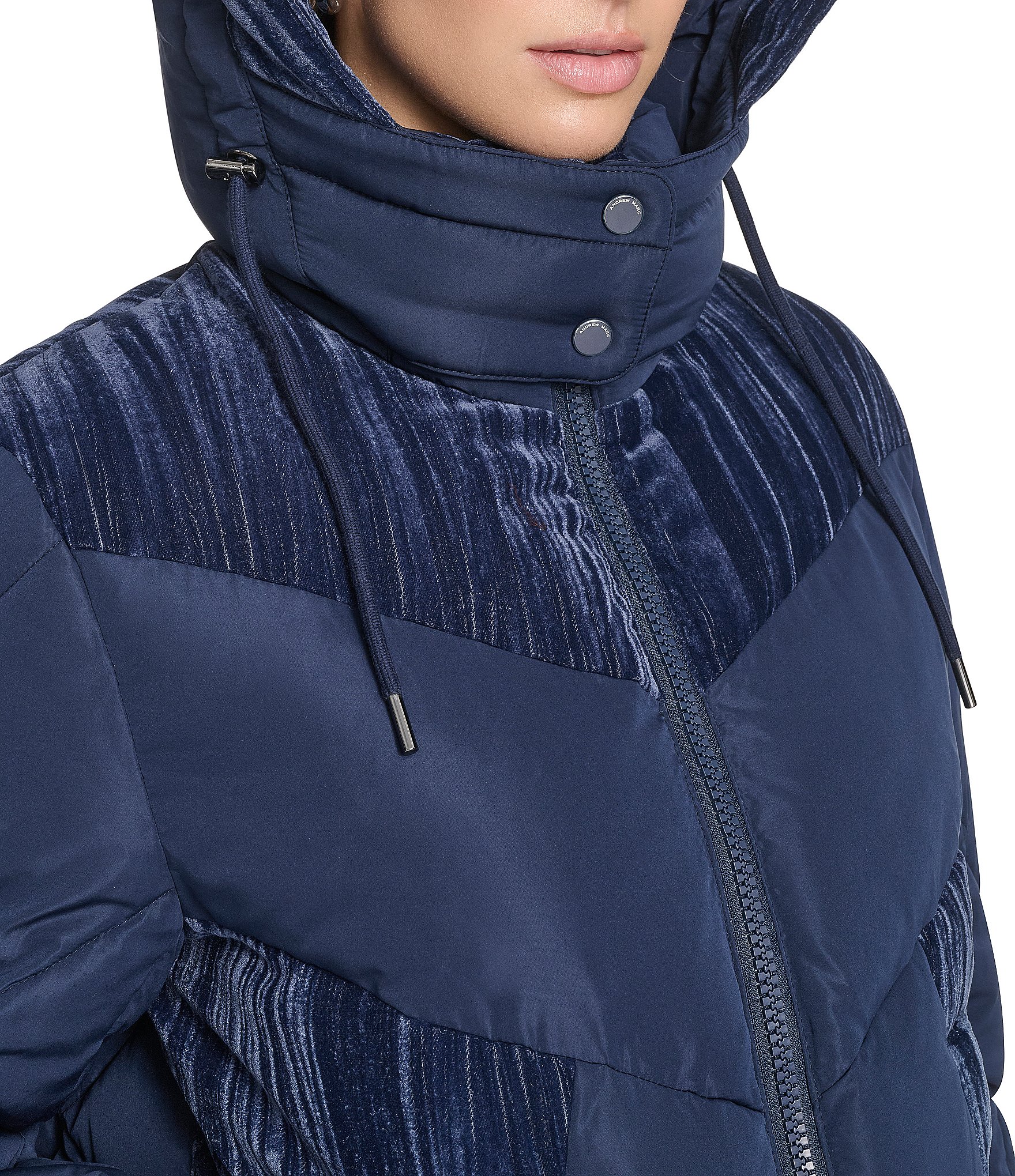 Andrew Marc Sport Tayte Mixed Media Hooded Faux Down Puffer Jacket