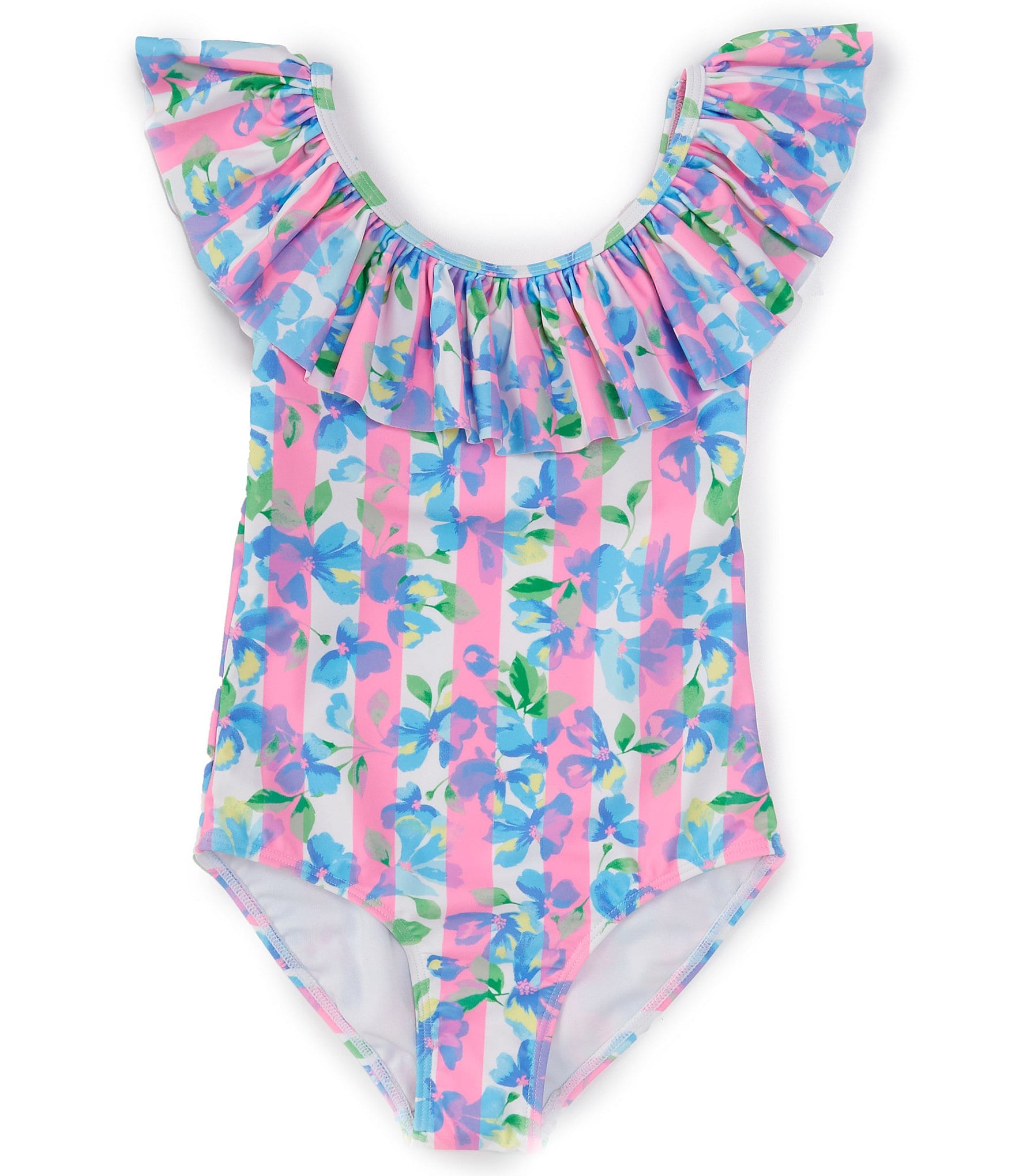 Angel Beach Big Girls 7-16 Sleeveless Floral Print One-Piece Swimsuit ...