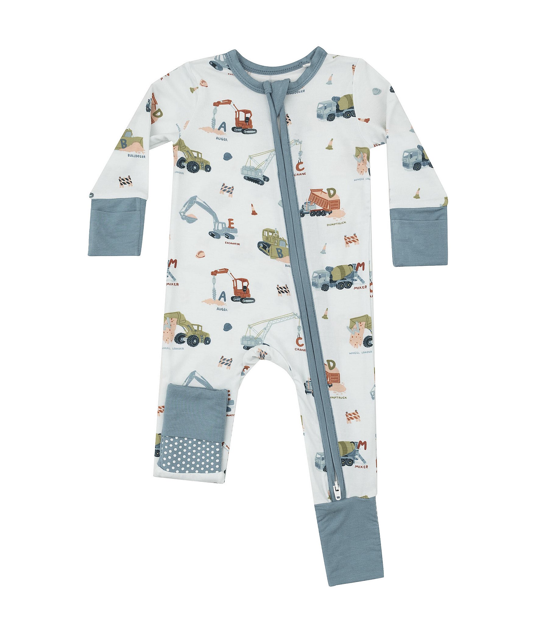 Angel Dear Baby Boys 6-24 Months Long Sleeve Construction Printed Zipper Footie Coverall