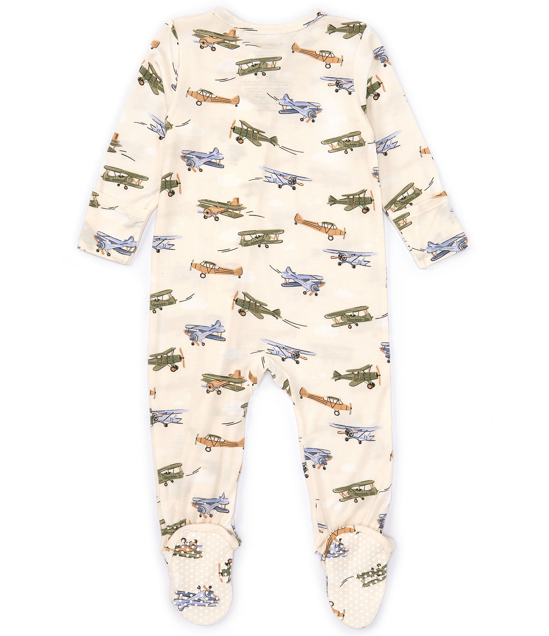 Angel Dear Baby Boys Newborn-9 Months Long Sleeve Plane Printed Zipper Footie Coverall